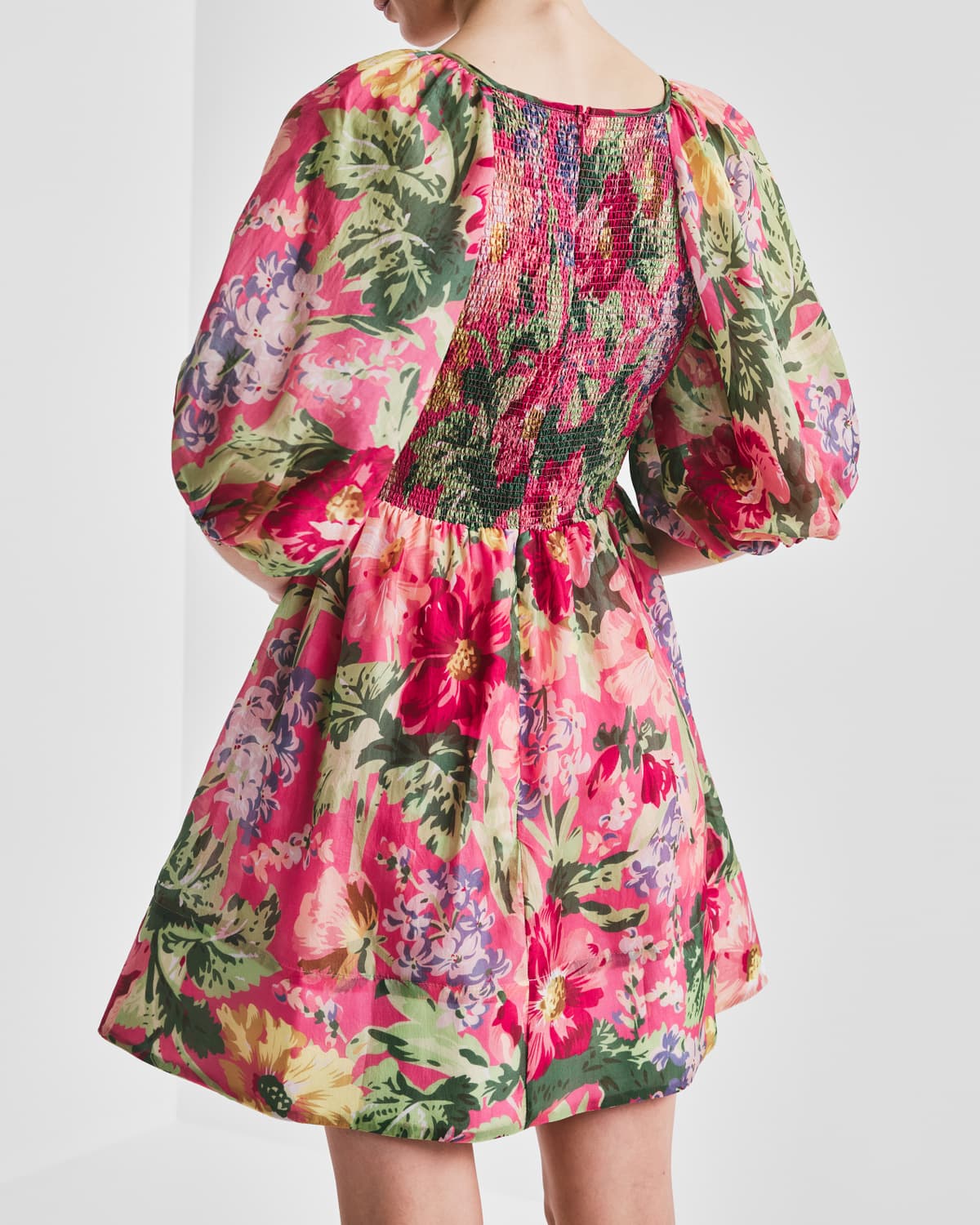 Cupro Mini Dress, Pink Blossoms. Image #4