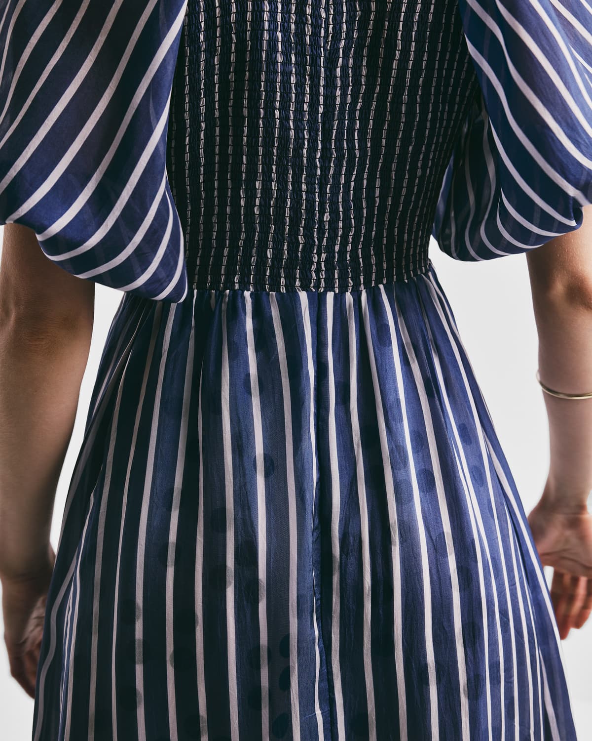 Cupro Mini Dress, Blue Stripe. Image #4