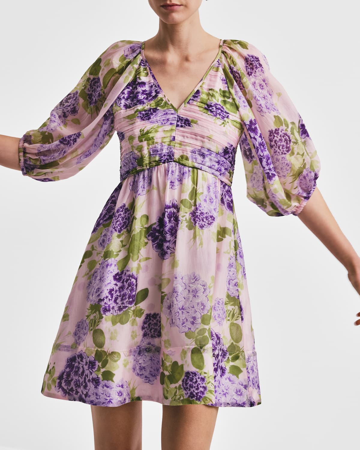 Cupro Mini Dress, Purple Flowerfield. Image #1