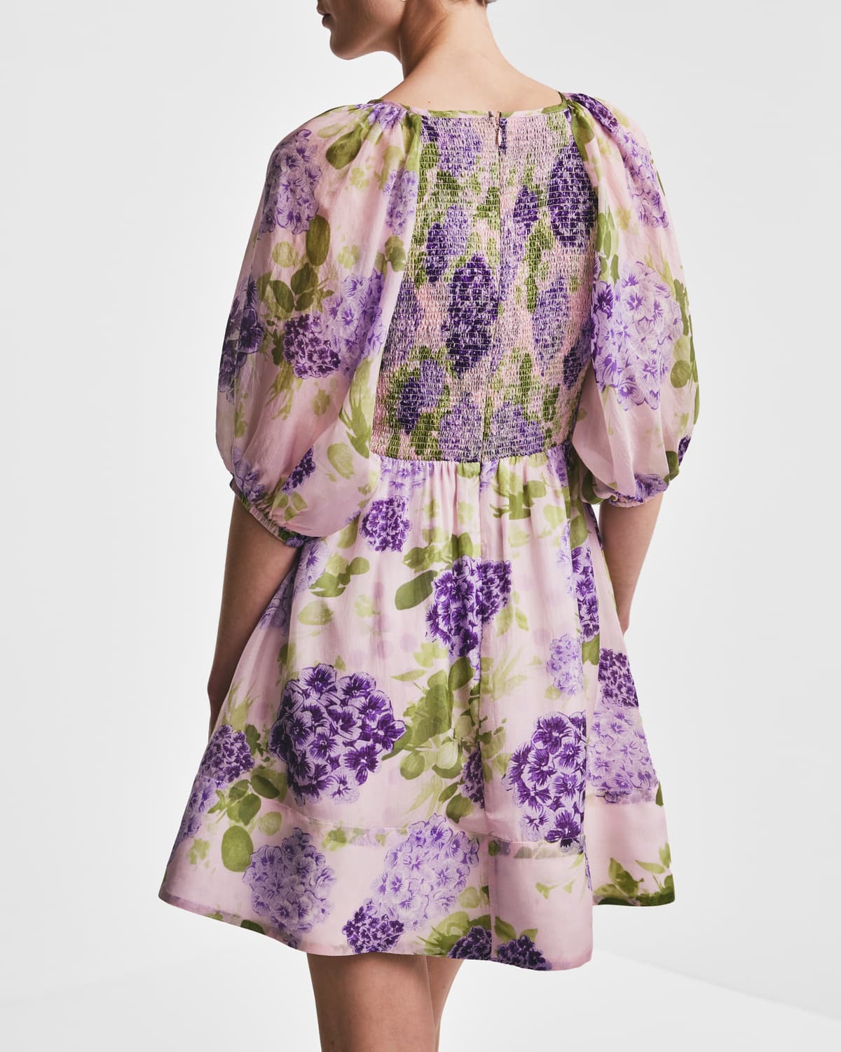 Cupro Mini Dress, Purple Flowerfield. Image #5