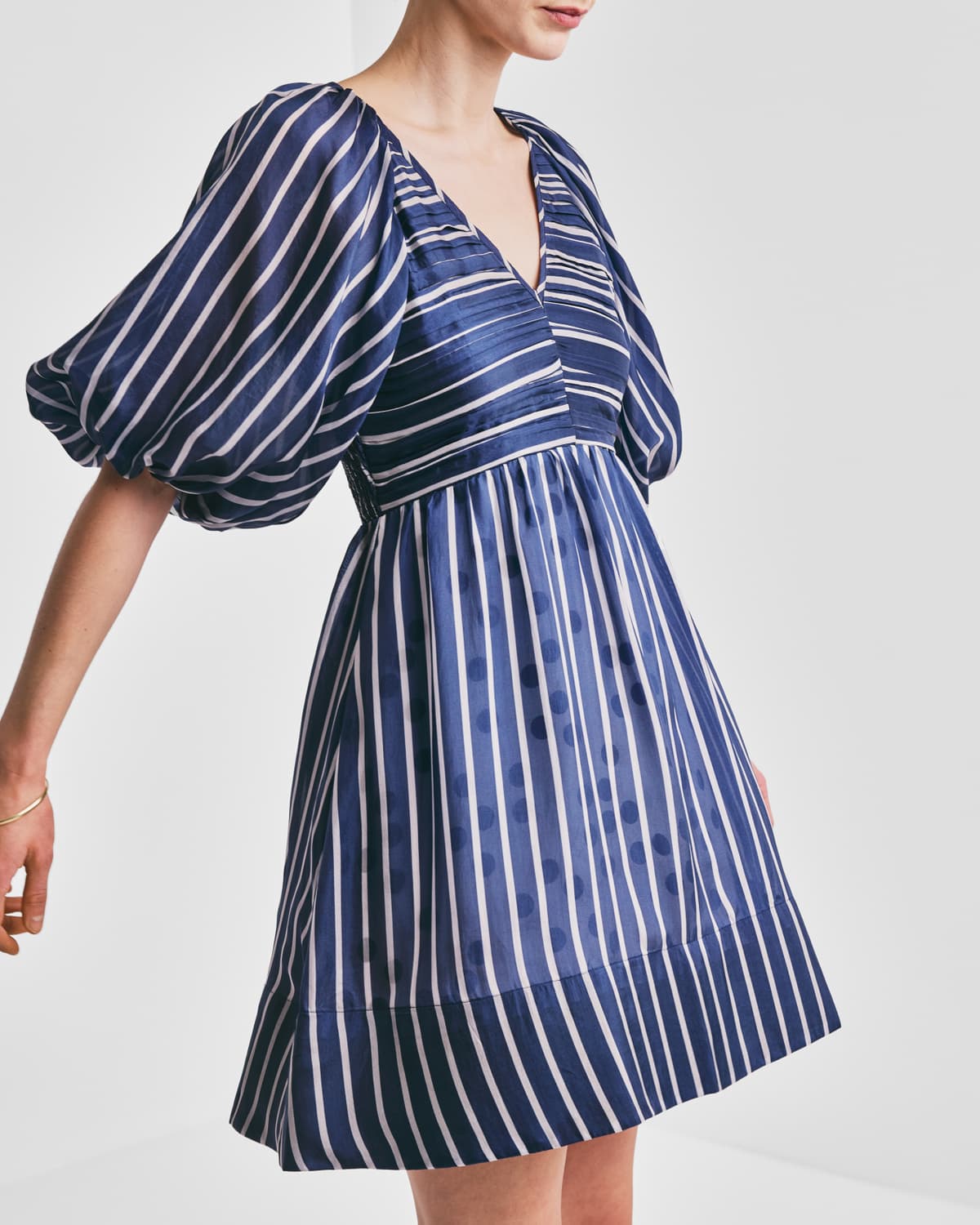 Cupro Mini Dress, Blue Stripe. Image #2
