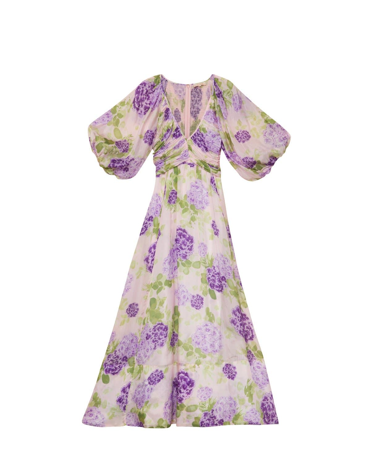 Cupro Rouching Dress, Purple Flowerfield. Image #5