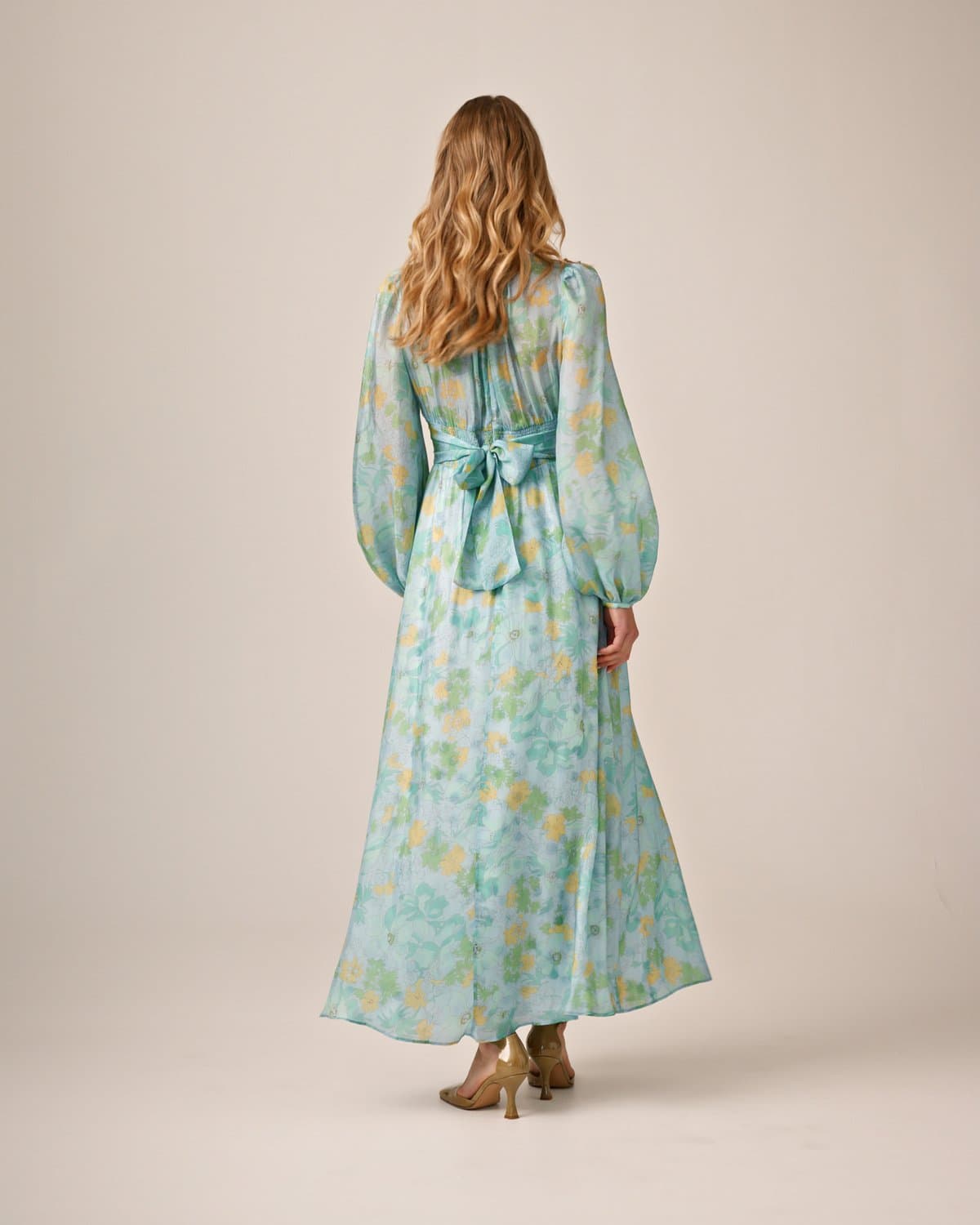 Cupro Tieband Gown, Anemone Field. Image #4