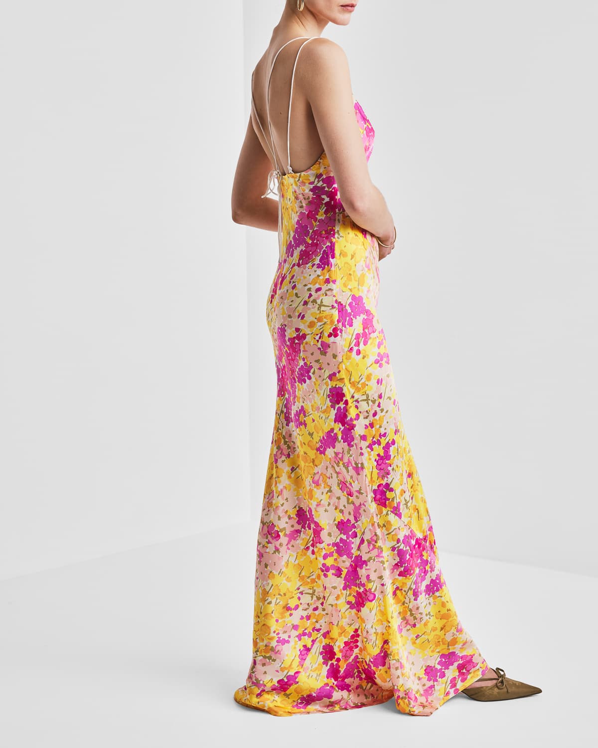 Satin Slip Dress, Poppy Flowers. Image #2