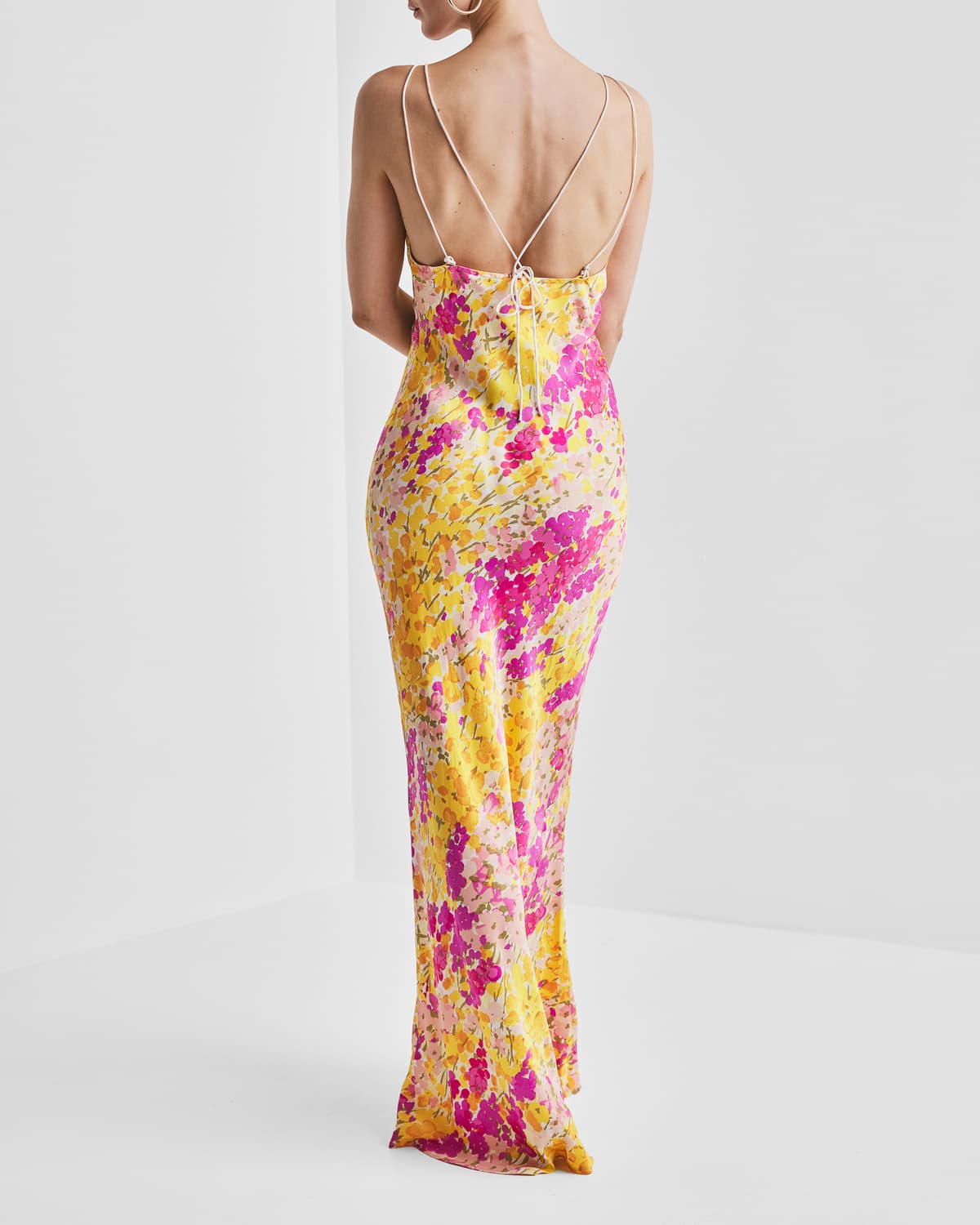 Satin Slip Dress, Poppy Flowers. Image #3