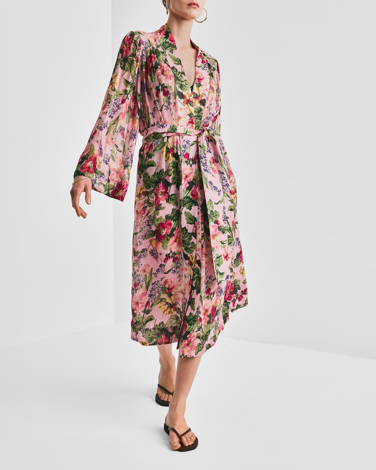 Dotted Georgette Kaftan, Pink Blossom. Image #1