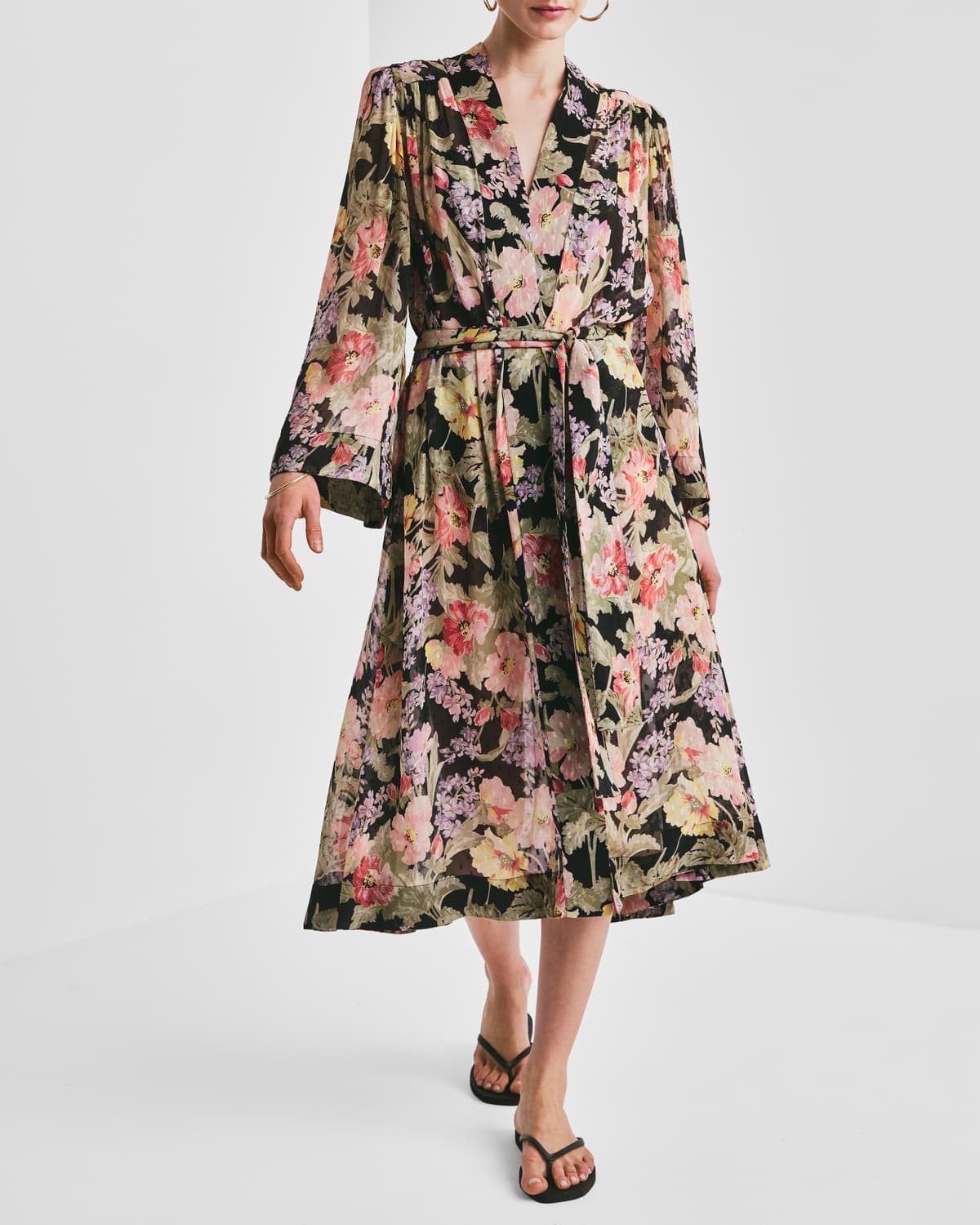Dotted Georgette Kaftan, Midnight Blossom. Image #1