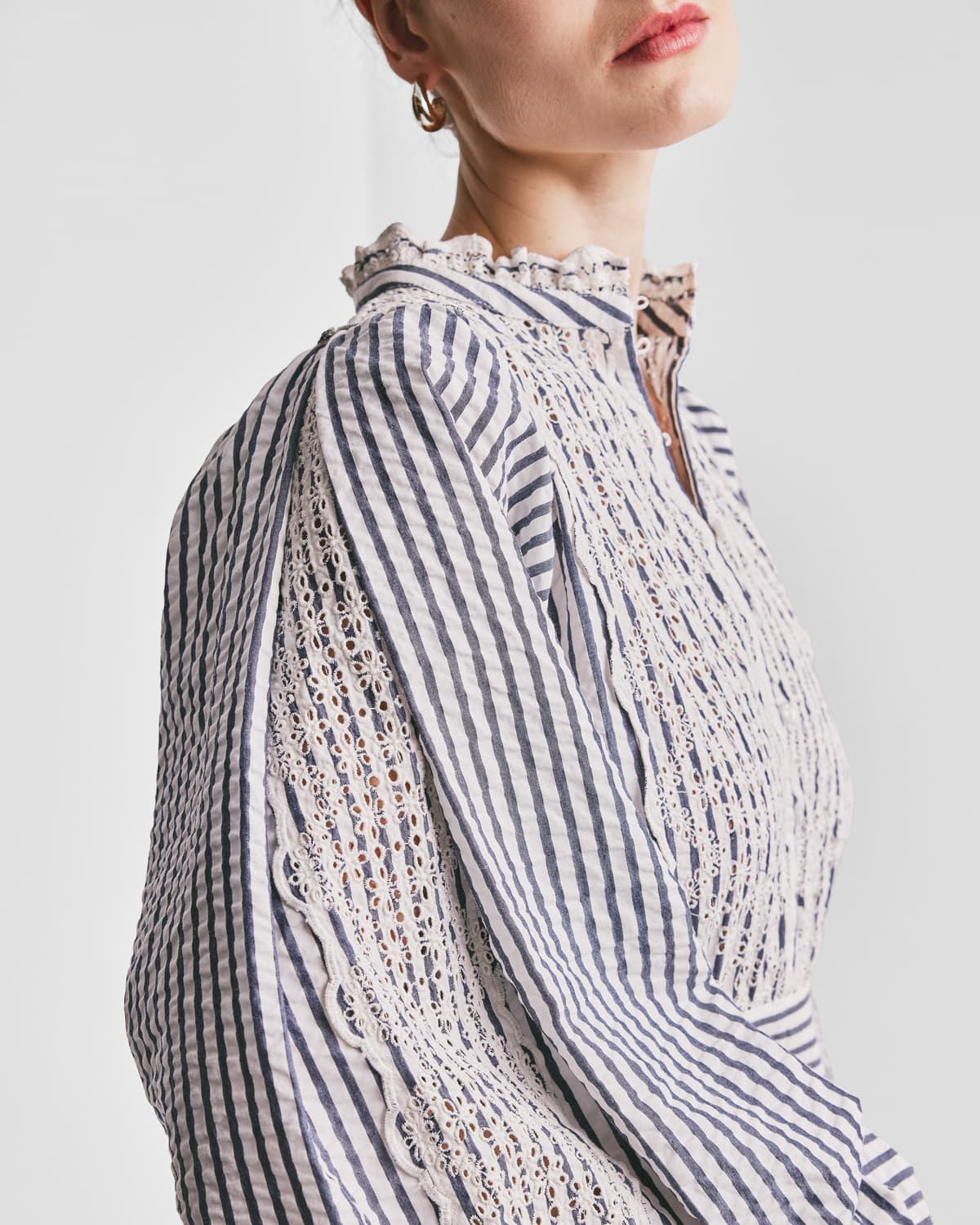 Seersucker Mini Dress, Blue Stripe. Image #3