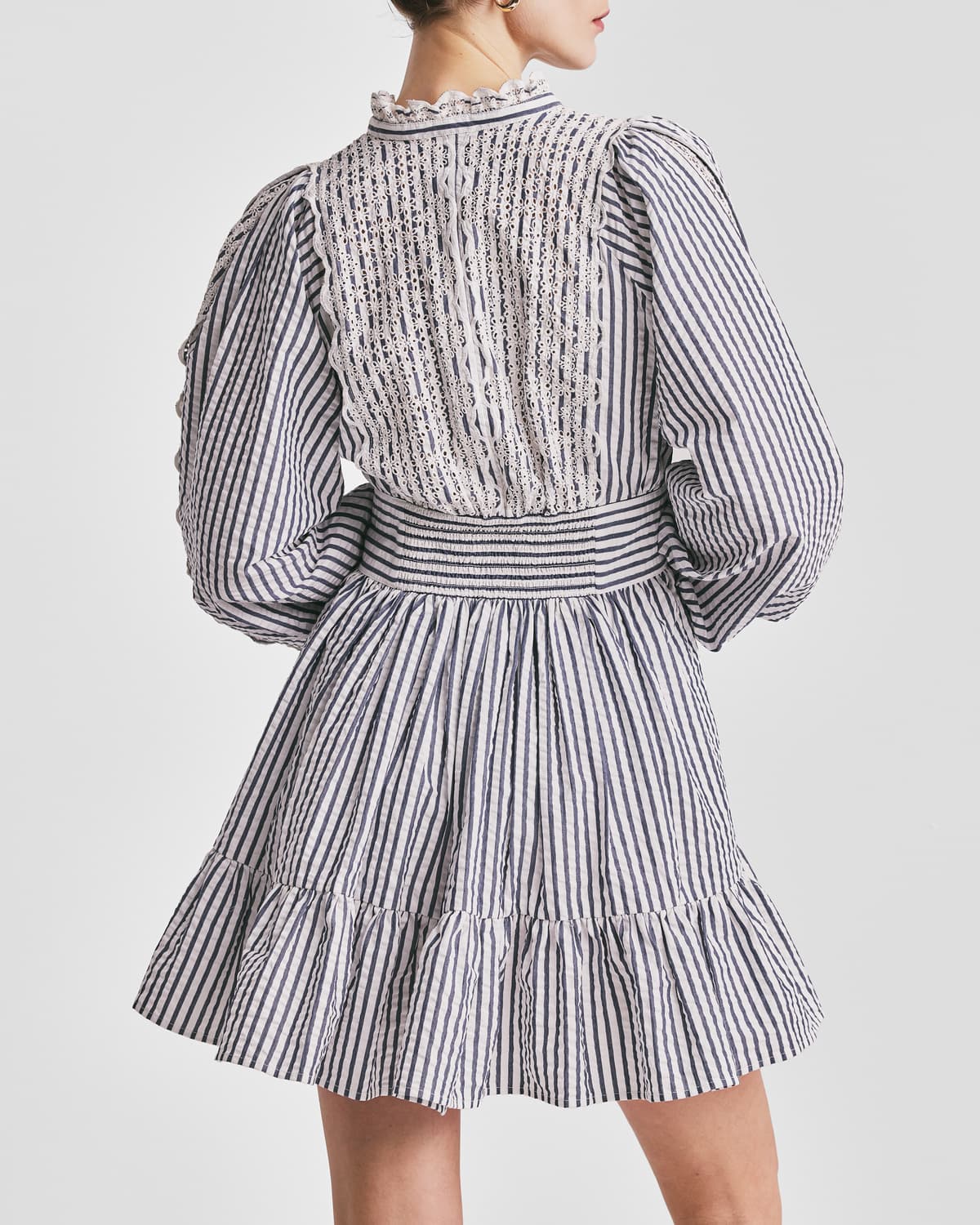 Seersucker Mini Dress, Blue Stripe. Image #4