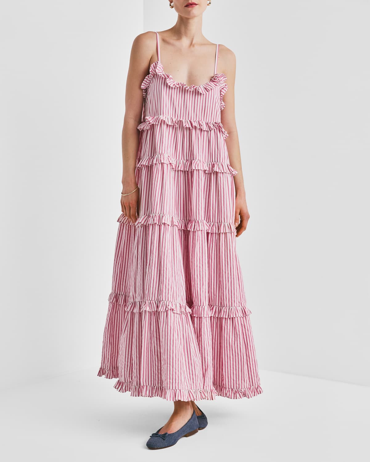 Seersucker Strap Dress, Pink Stripe. Image #2