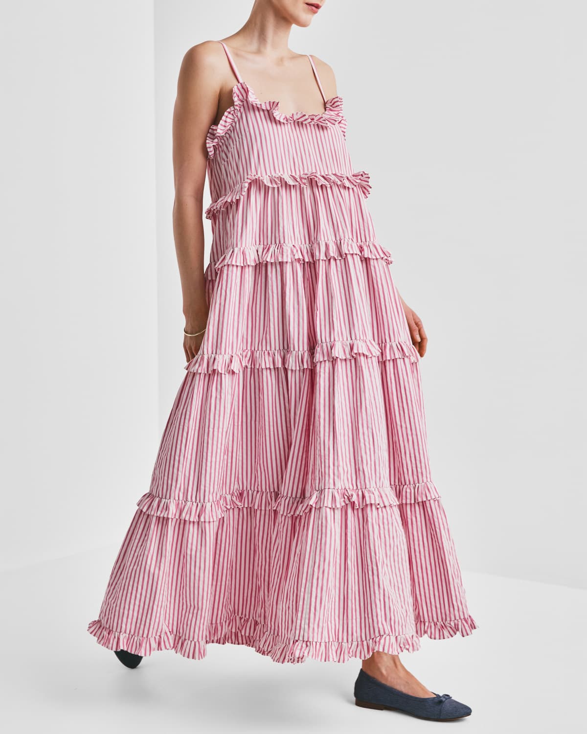 Seersucker Strap Dress, Pink Stripe. Image #3