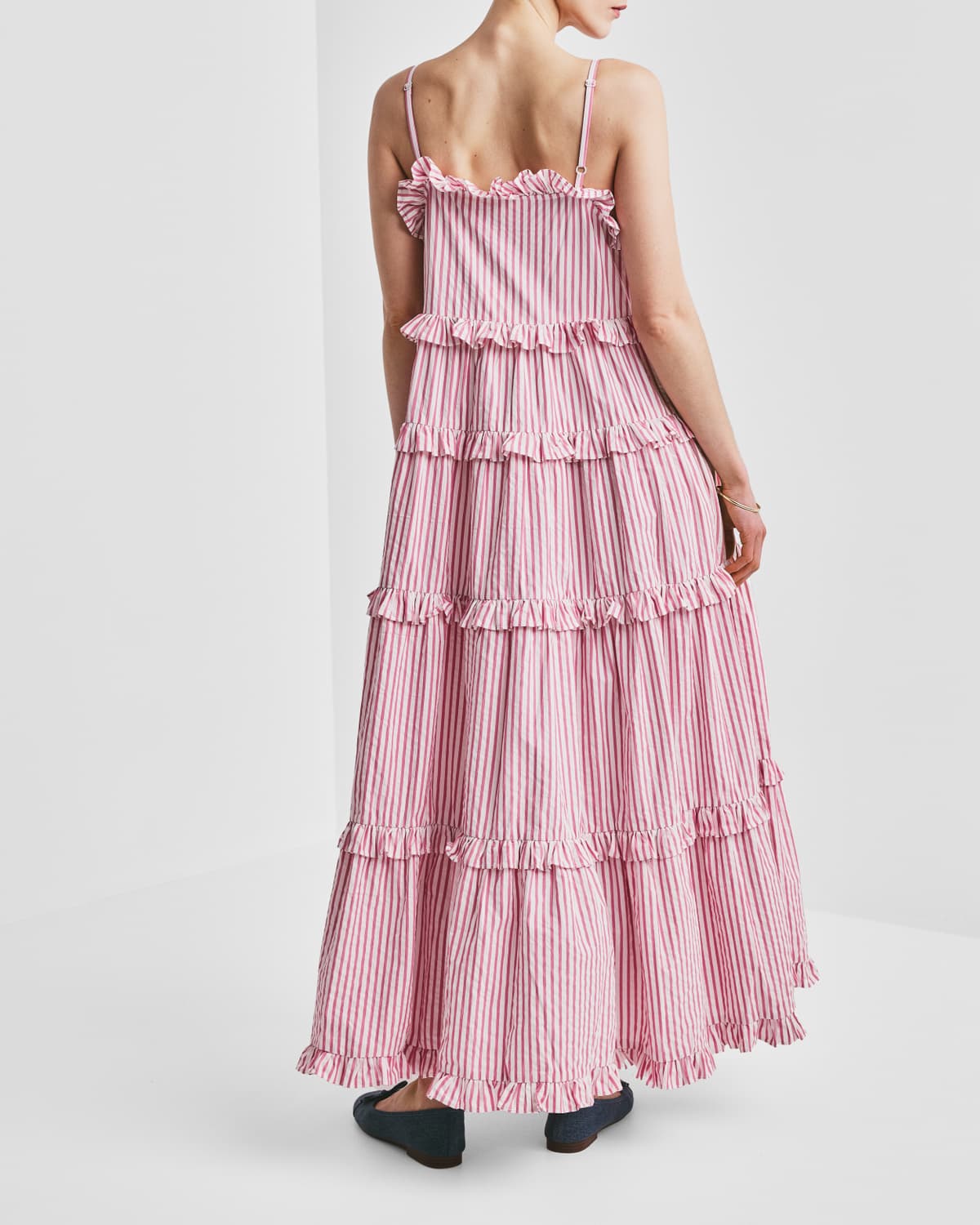 Seersucker Strap Dress, Pink Stripe. Image #4