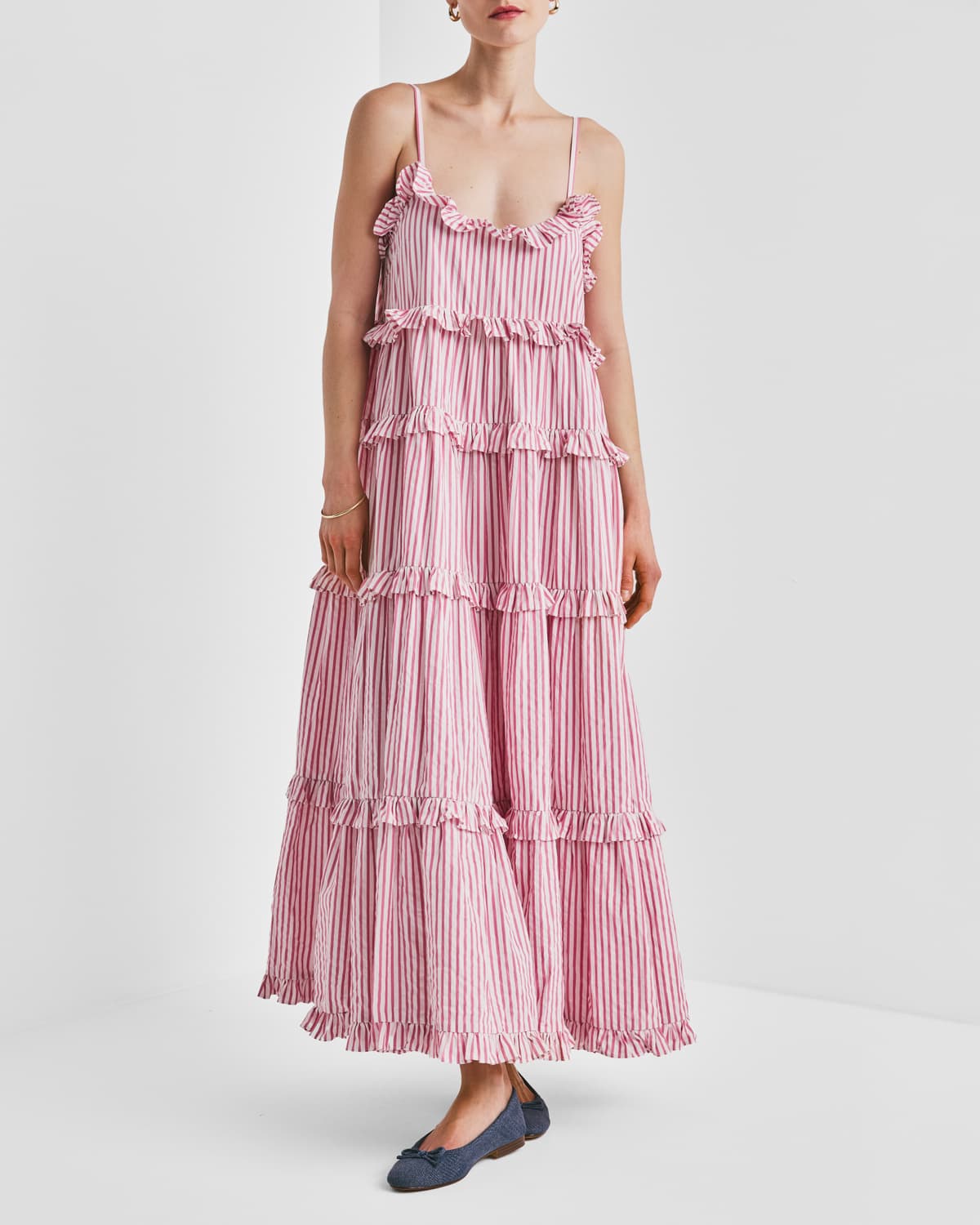 Seersucker Strap Dress, Pink Stripe. Image #2