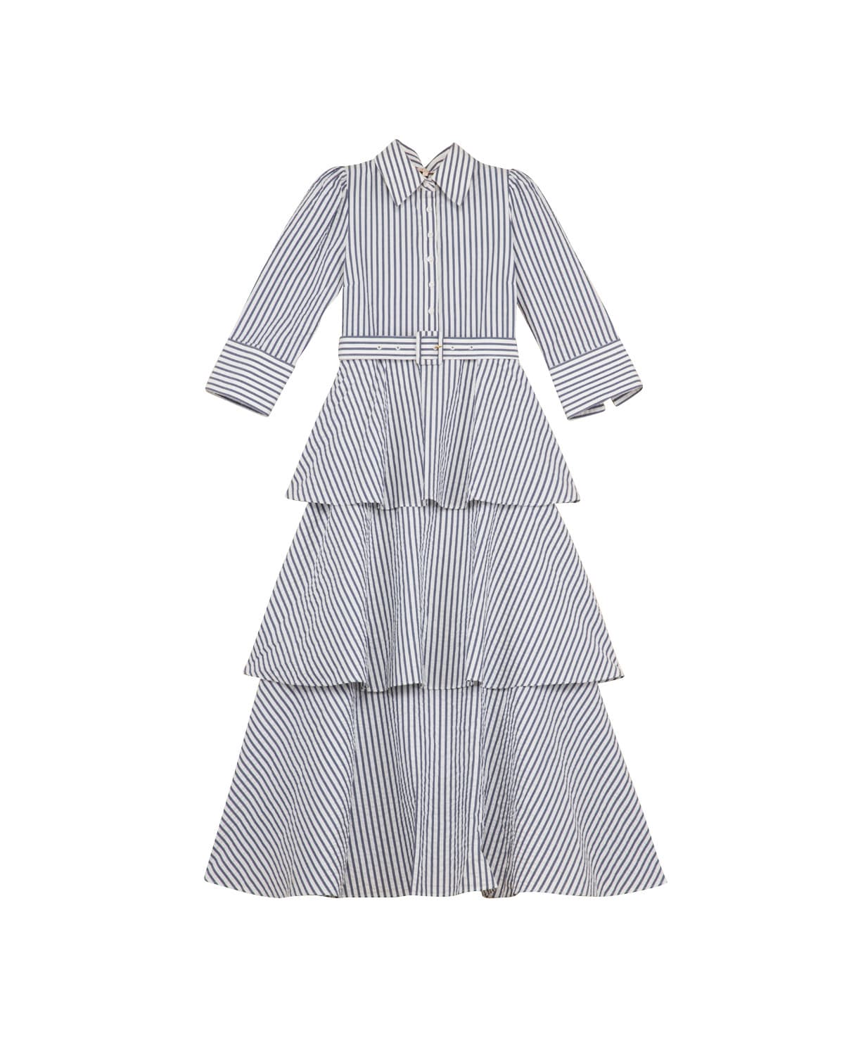 Seersucker Shirt Dress, Blue Stripe. Image #4