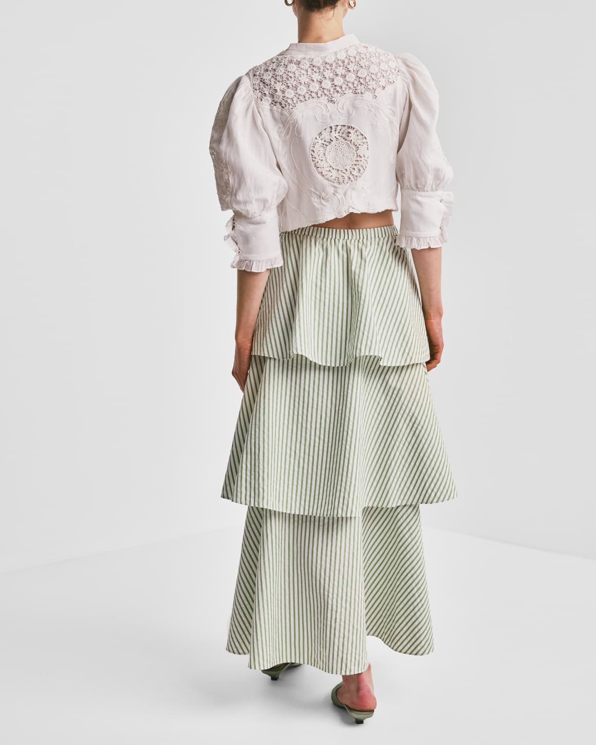 Seersucker Skirt, Green Stripe. Image #5