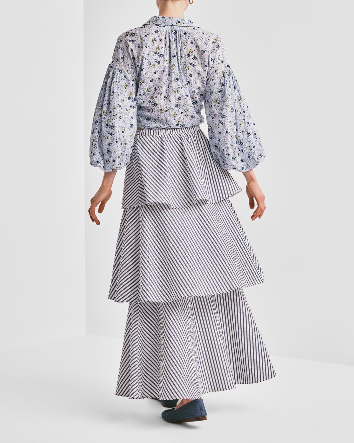 Seersucker Skirt, Blue Stripe. Image #3