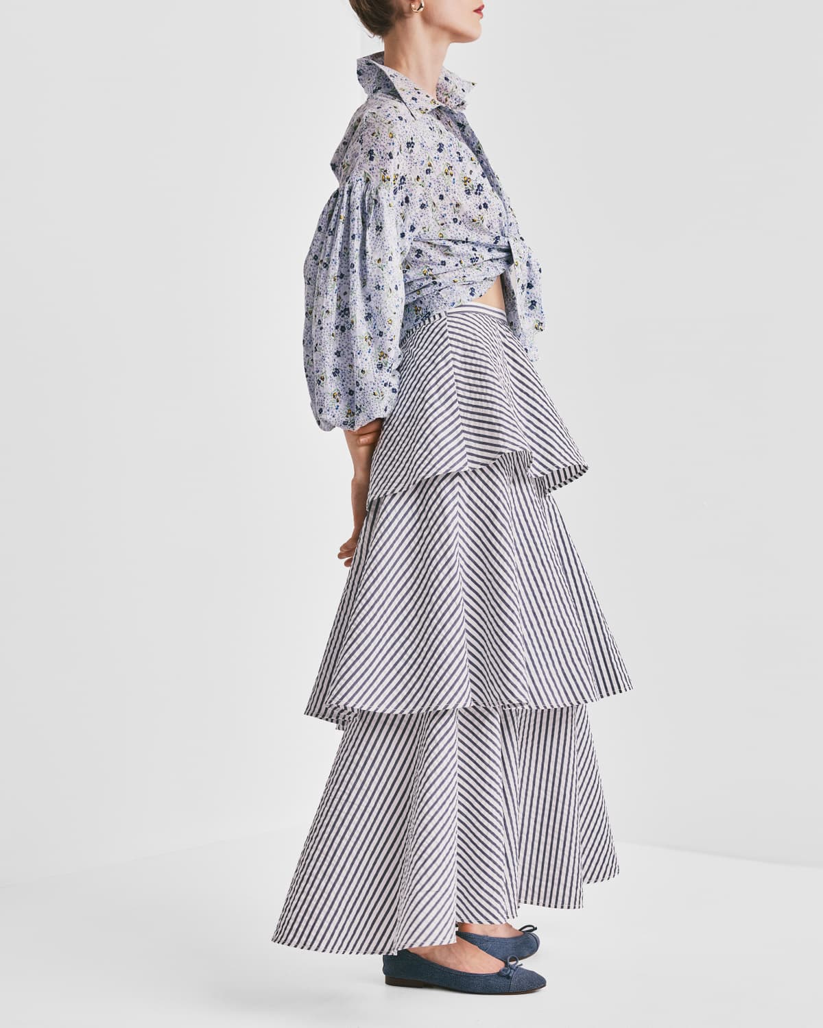 Seersucker Skirt, Blue Stripe. Image #2