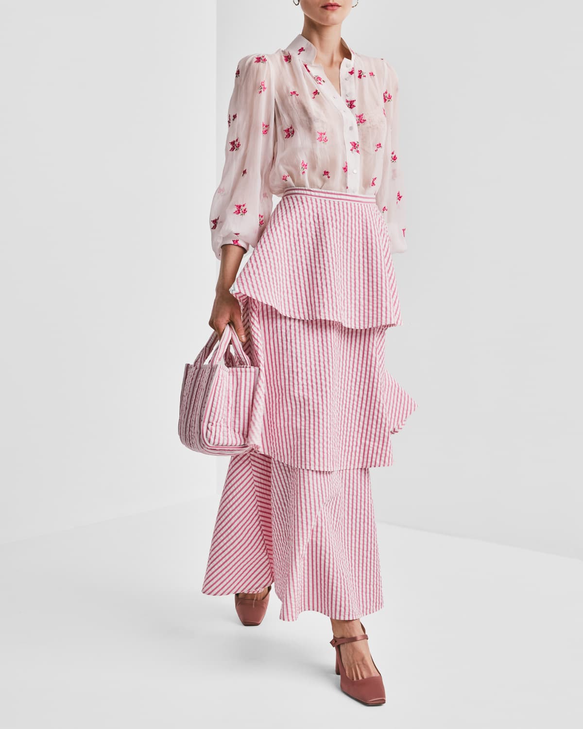 Seersucker Skirt, Pink Stripe. Image #1