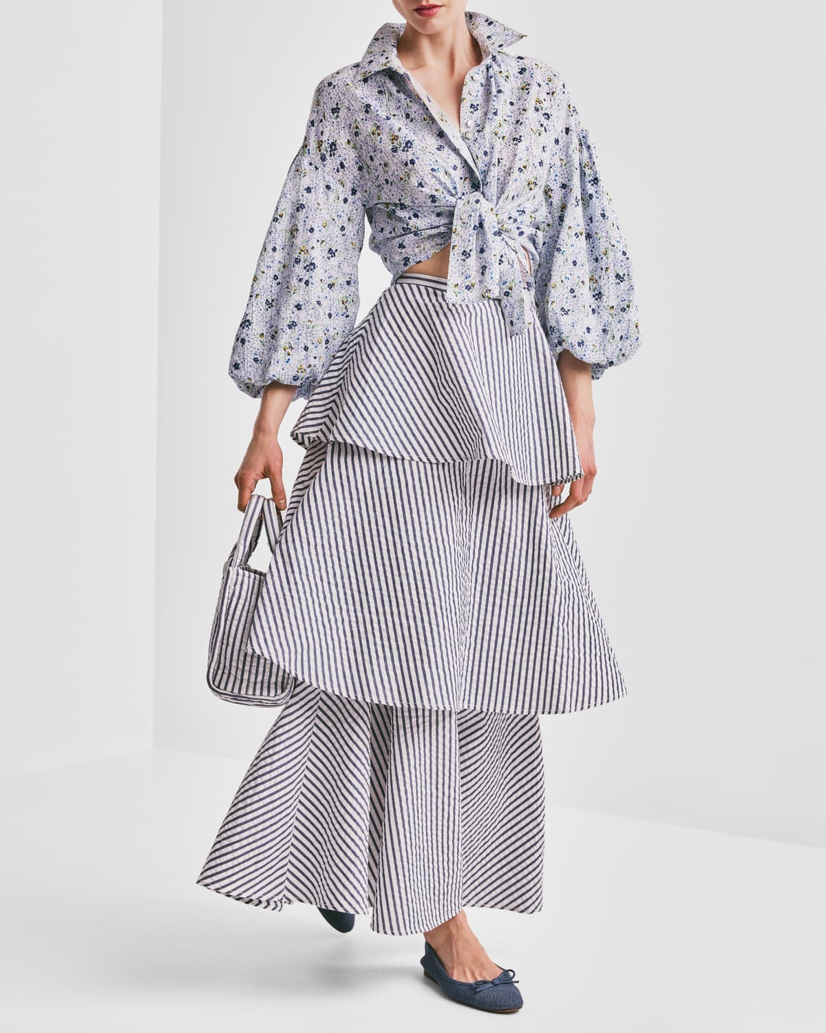 Seersucker Skirt, Blue Stripe. Image #1