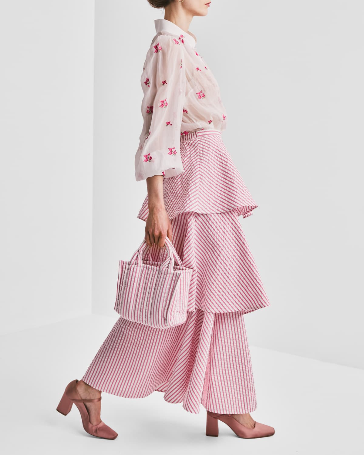 Seersucker Skirt, Pink Stripe. Image #3