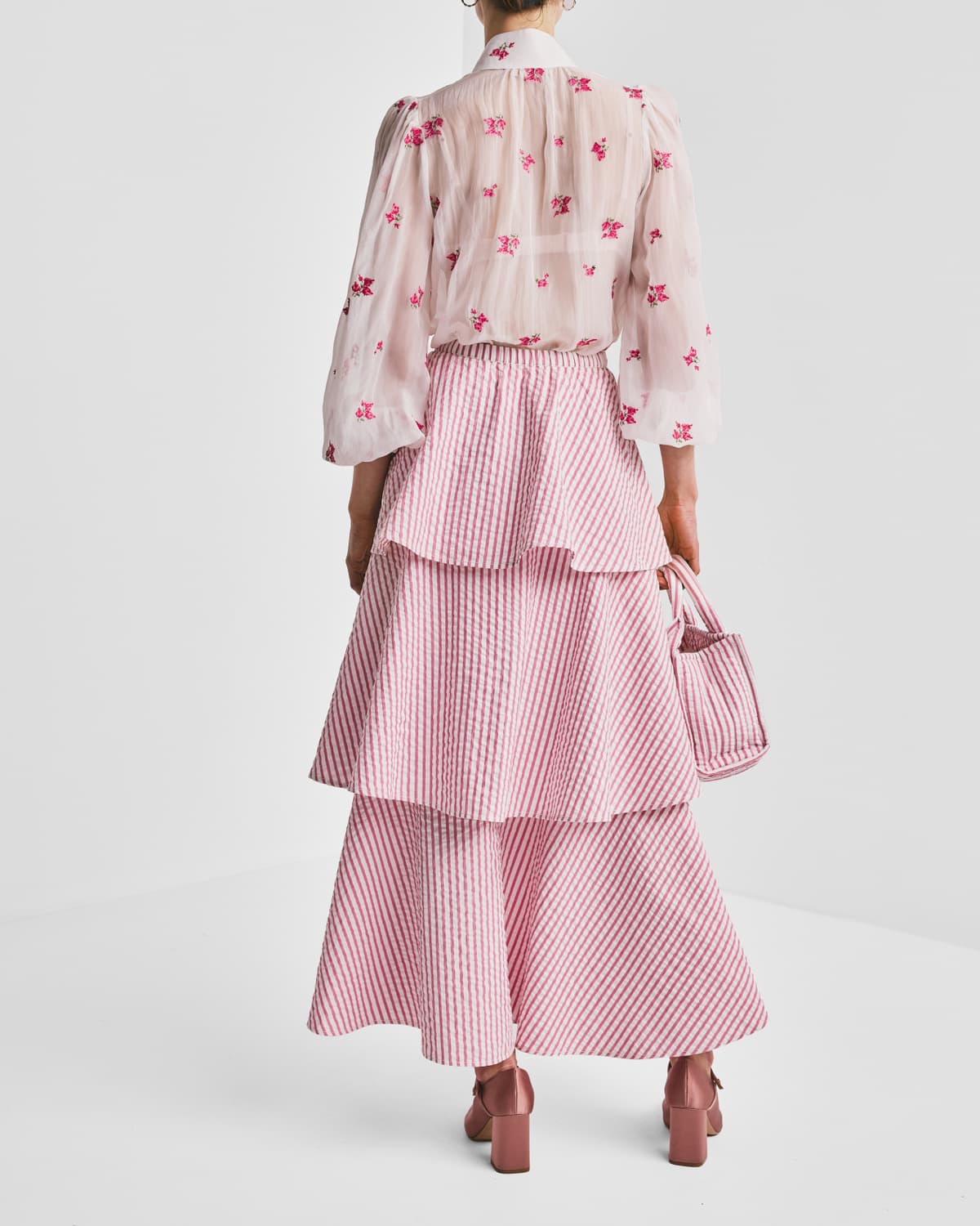 Seersucker Skirt, Pink Stripe. Image #4