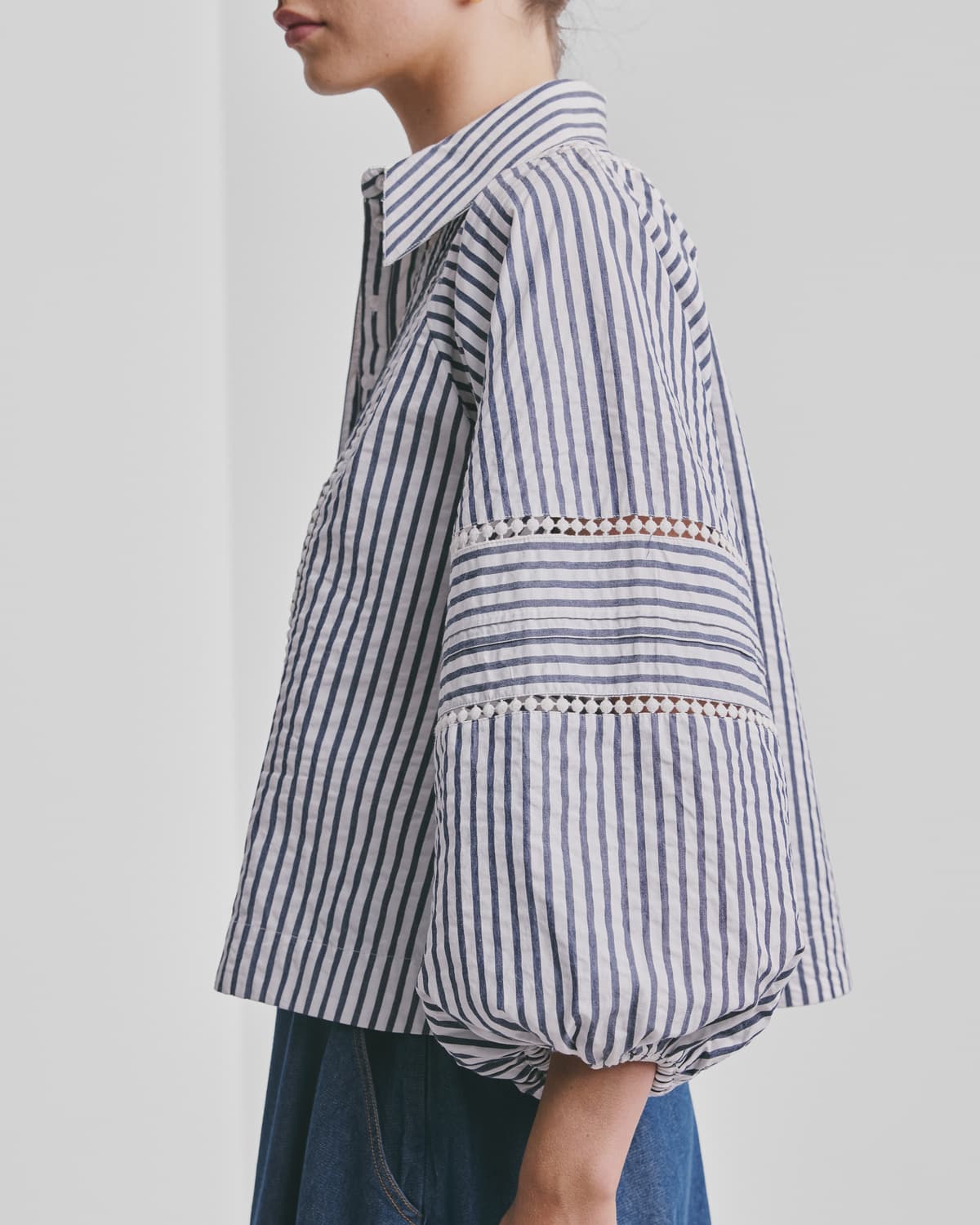 Seersucker Blouse, Blue Stripe. Image #3