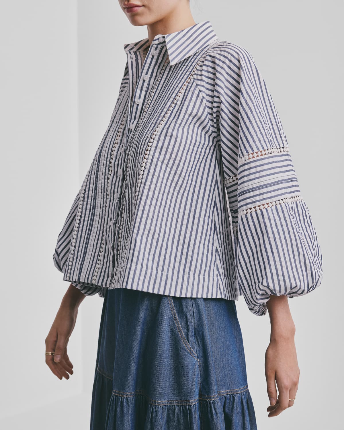 Seersucker Blouse, Blue Stripe. Image #2