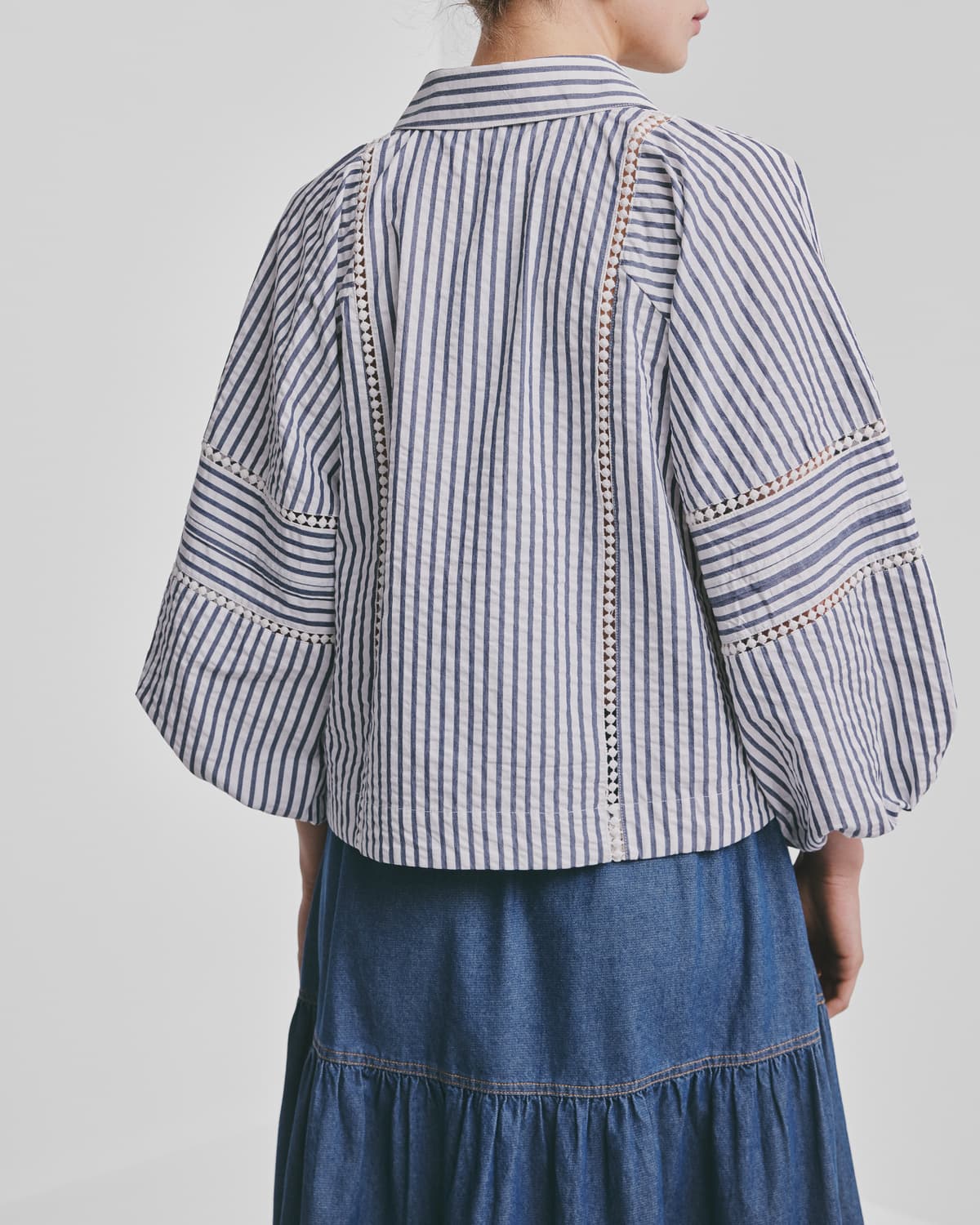 Seersucker Blouse, Blue Stripe. Image #4
