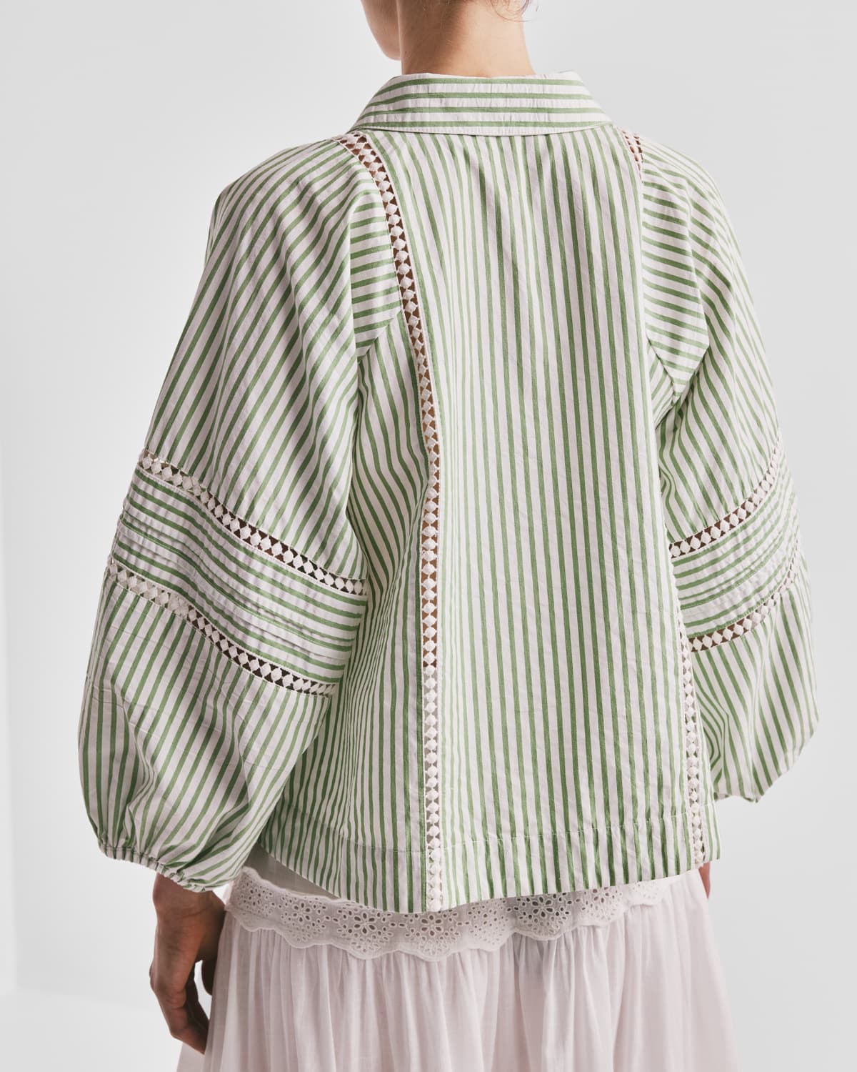 Seersucker Blouse, Green Stripe. Image #3