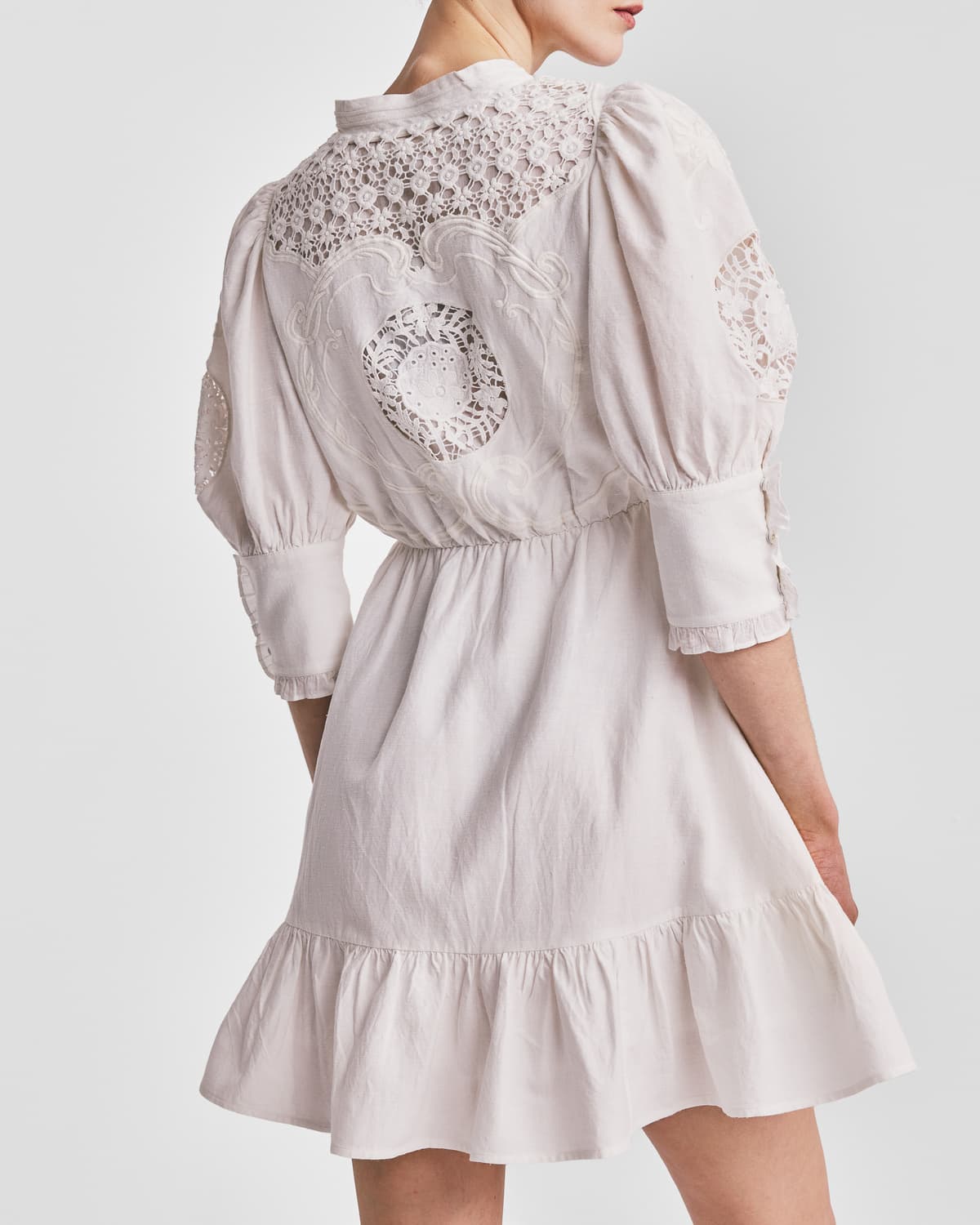 Linen Mini Dress, Off White. Image #5
