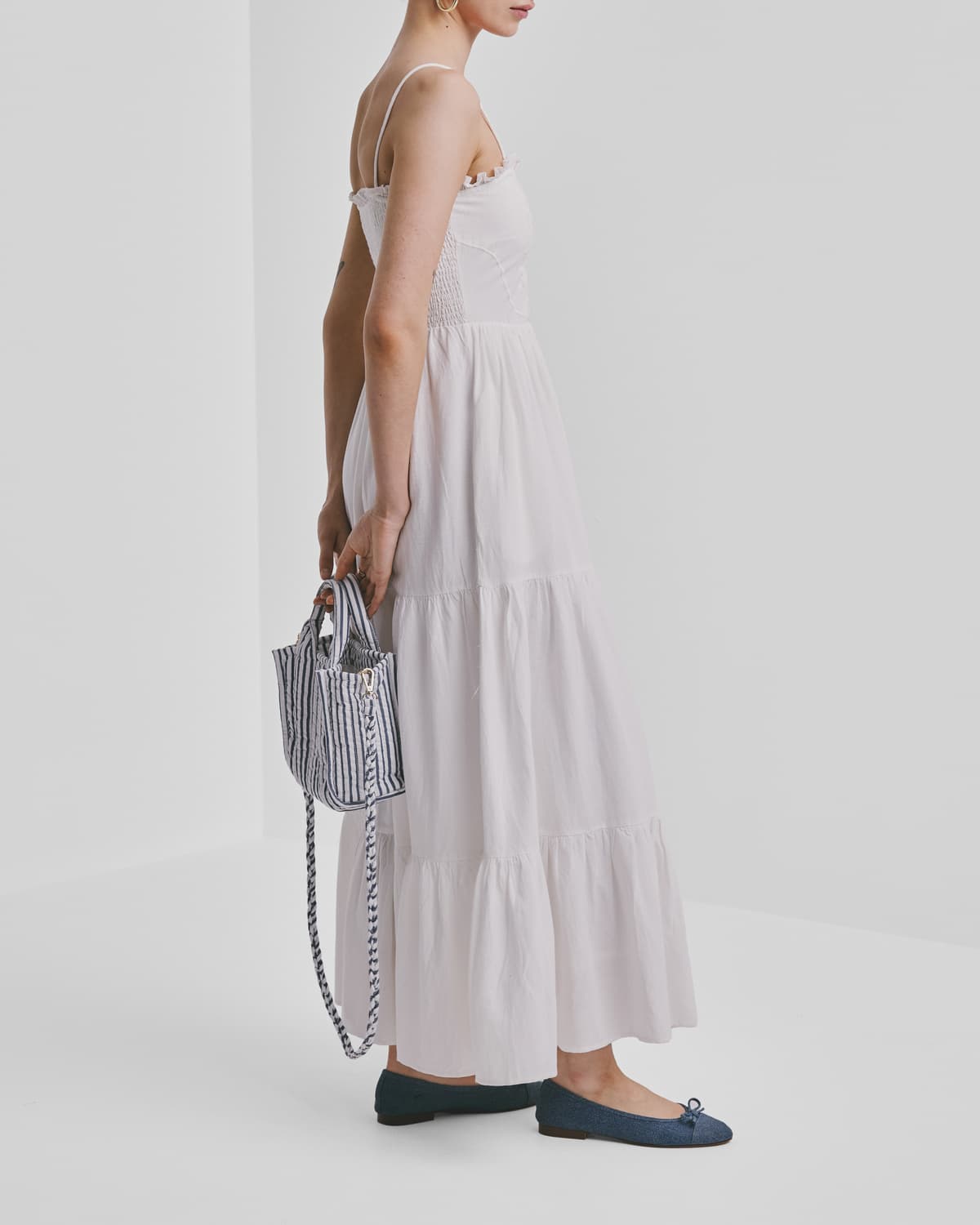 Linen Strap Dress, Off White. Image #4