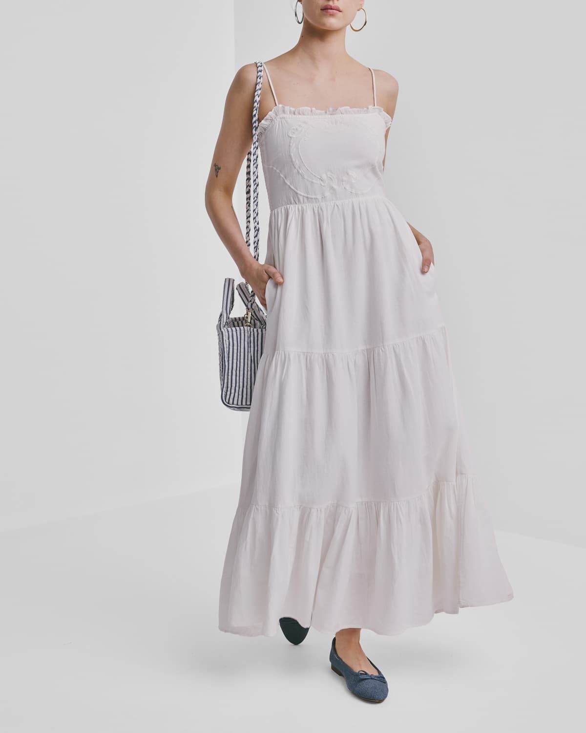 Linen Strap Dress, Off White. Image #2