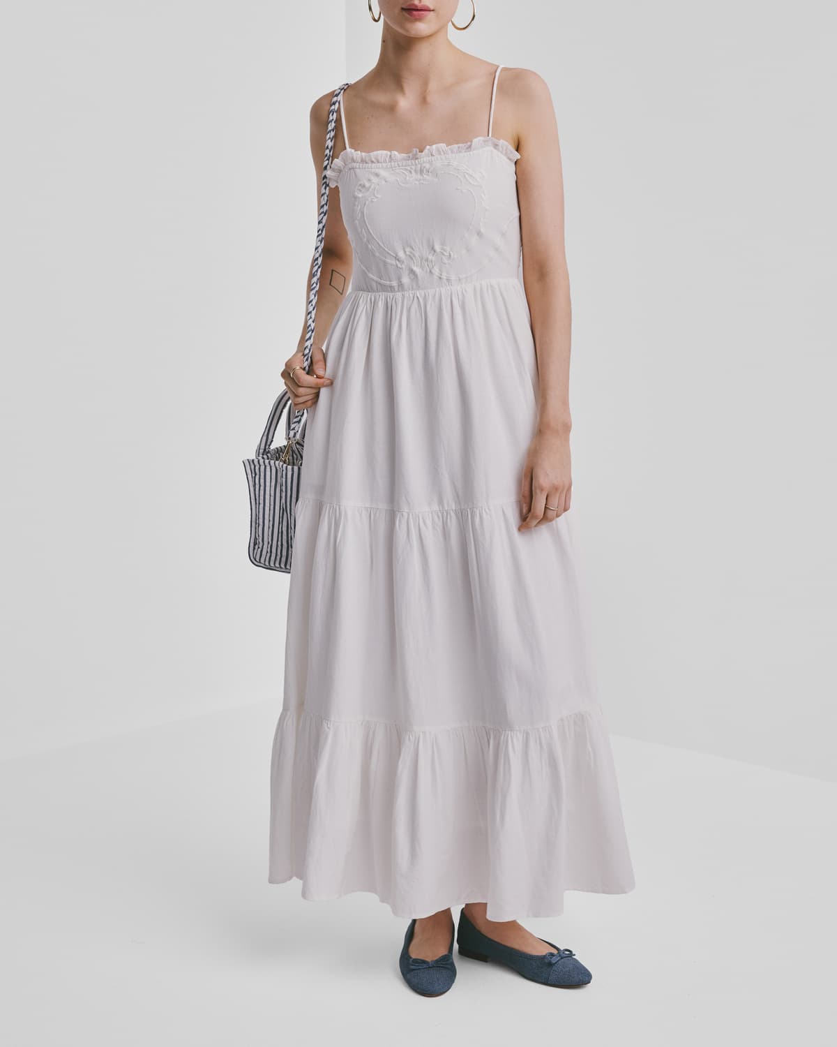 Linen Strap Dress, Off White. Image #1