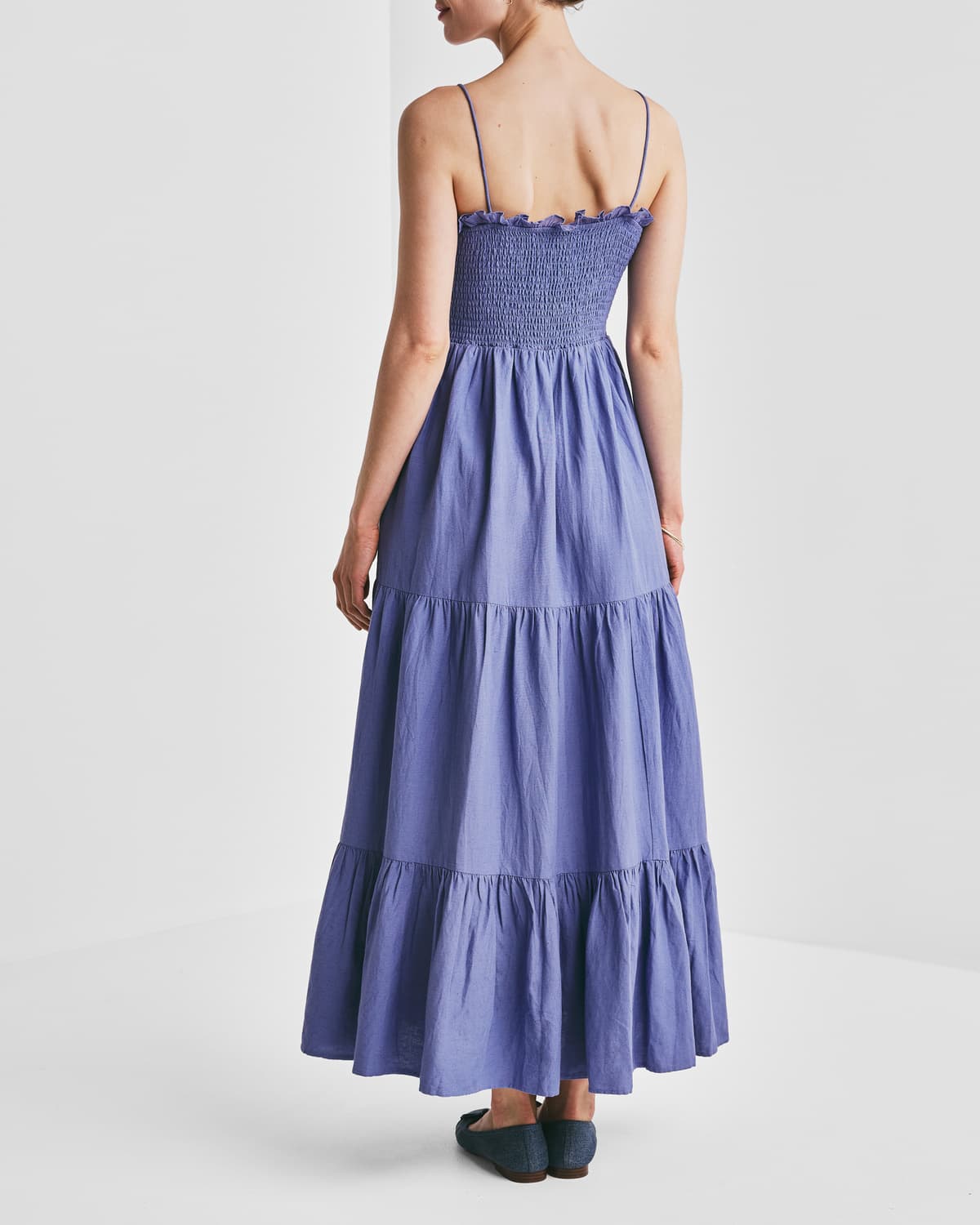 Linen Strap Dress, French Blue. Image #5