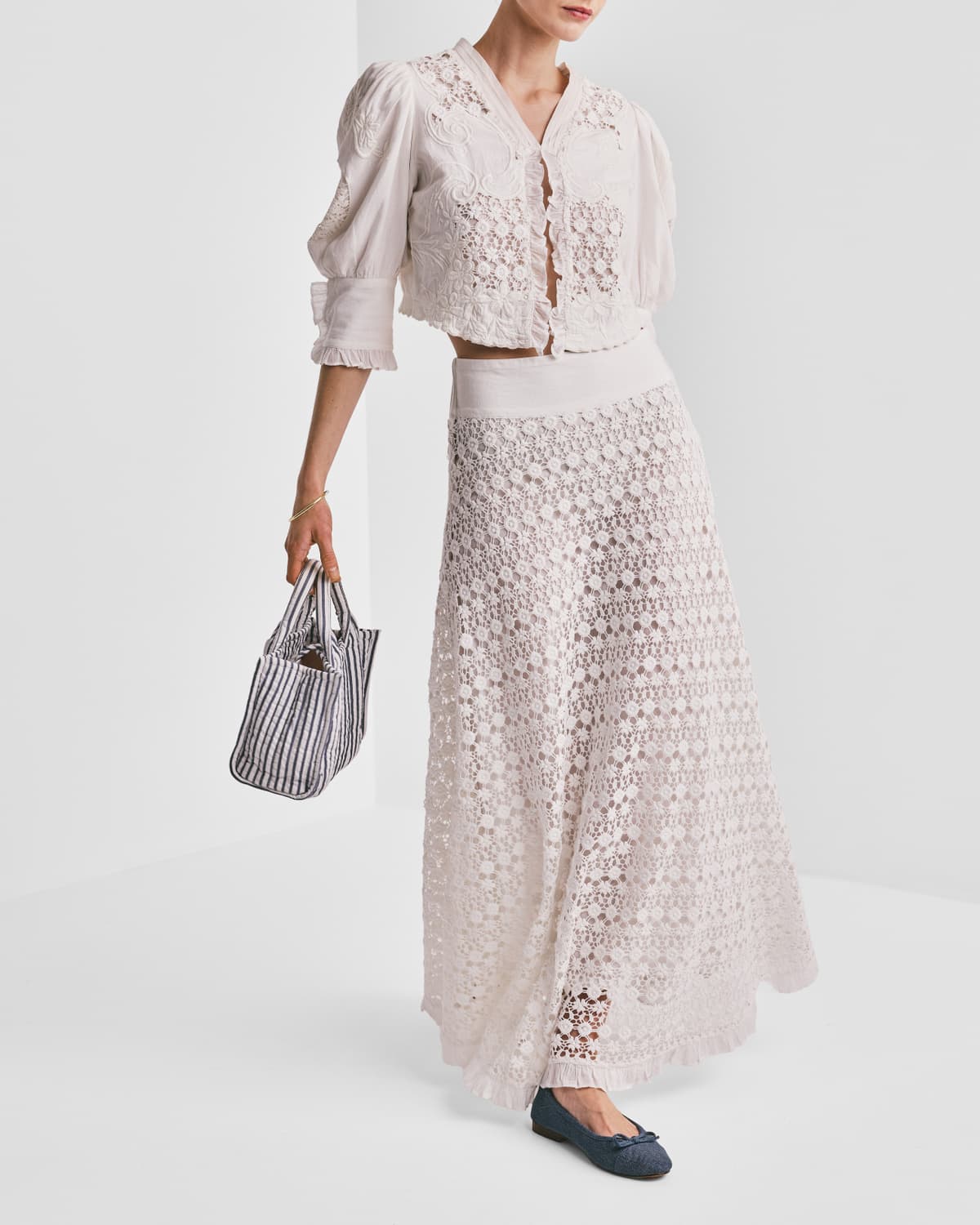 Linen Maxi Skirt, Off White. Image #1