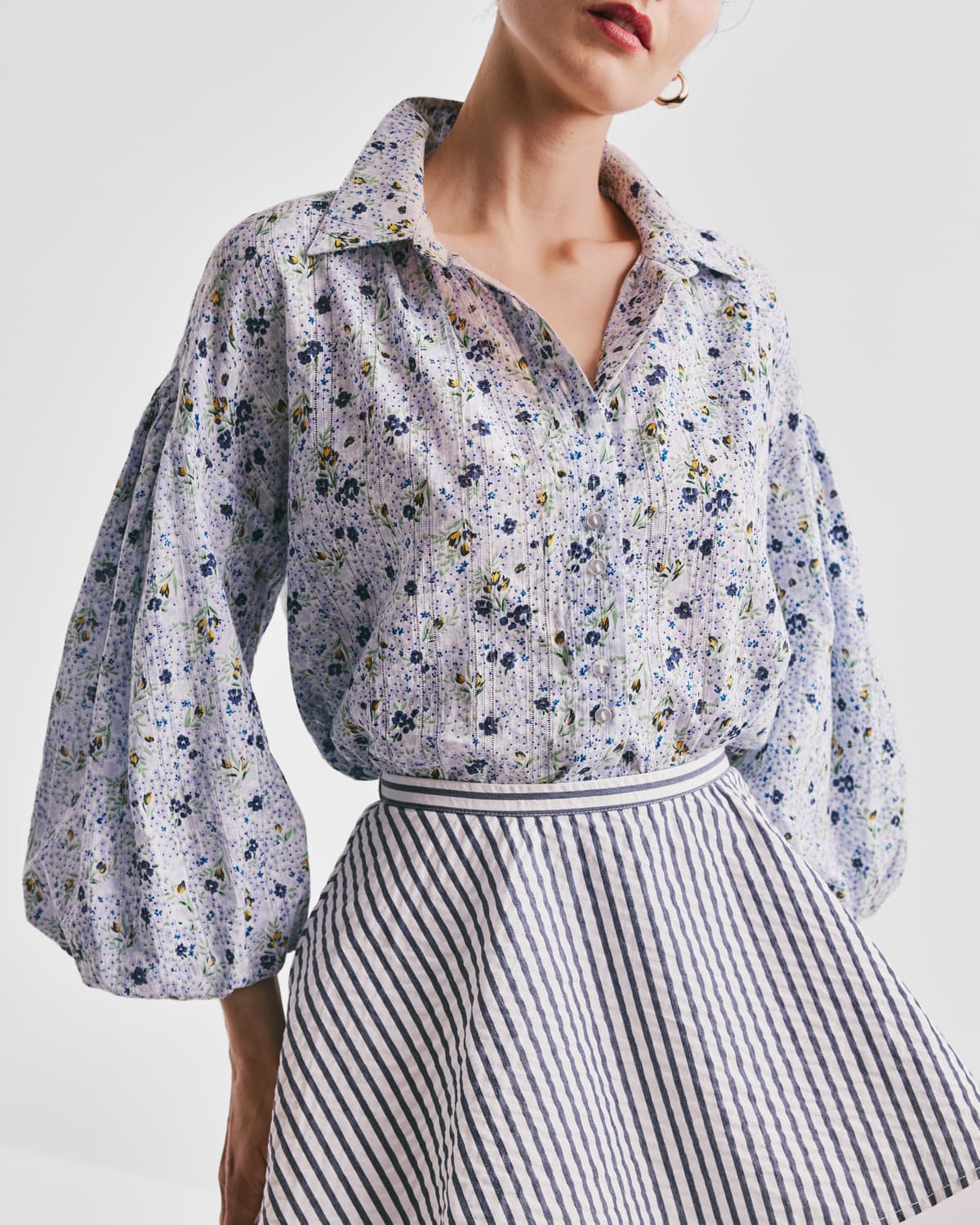 Striped Collared Blouse, Enchanted Garden. Image #1