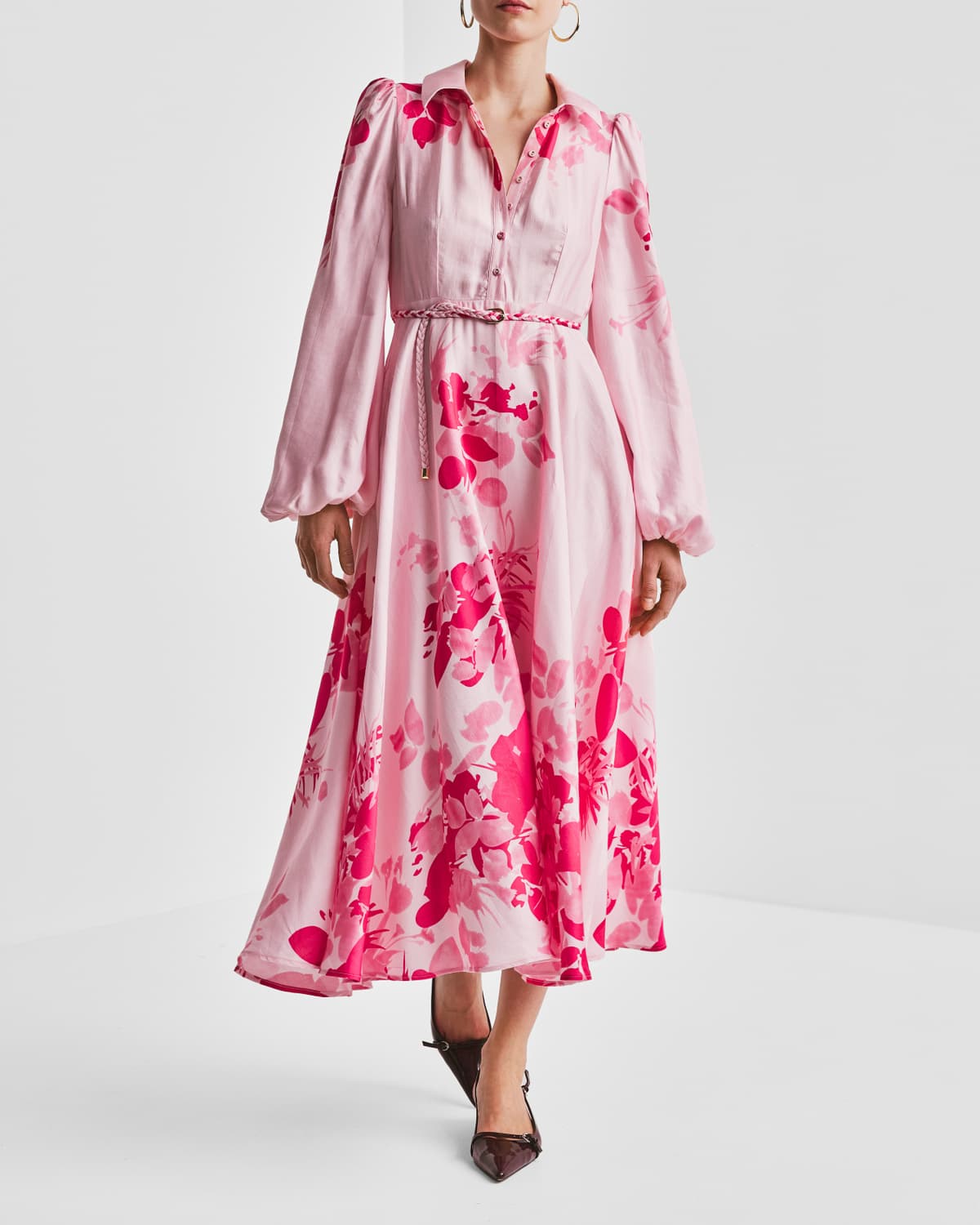 Viscose Shirt Dress, Pink Field. Image #2