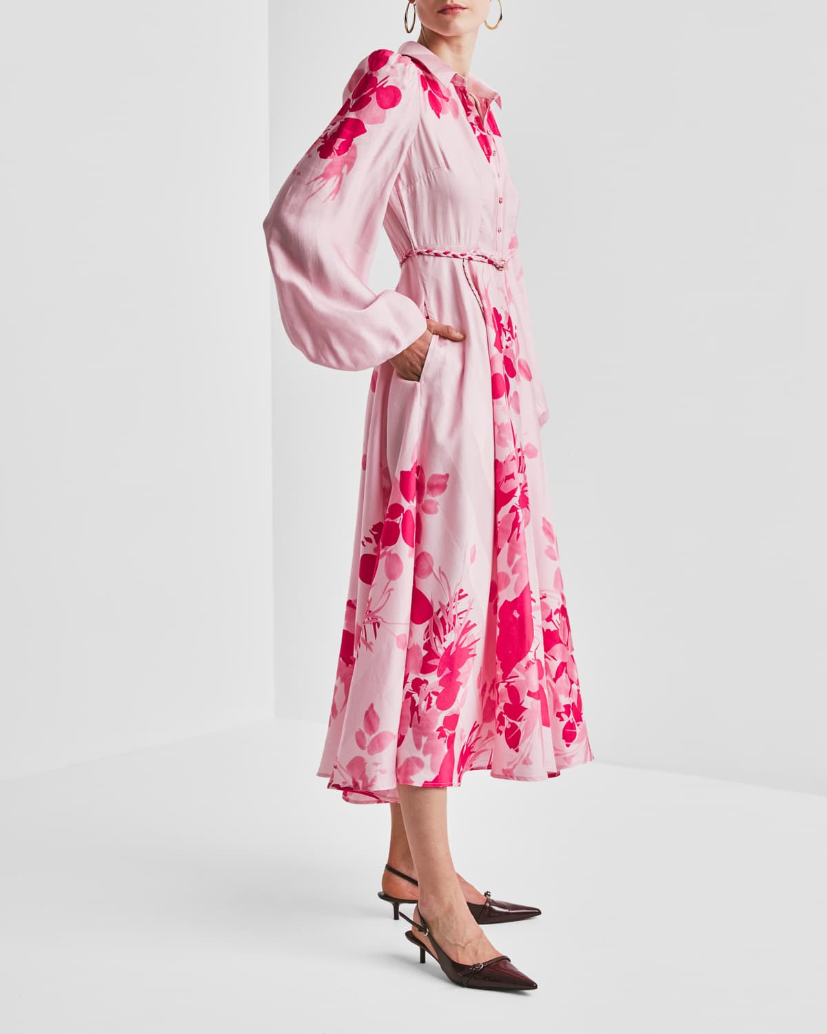 Viscose Shirt Dress, Pink Field. Image #3