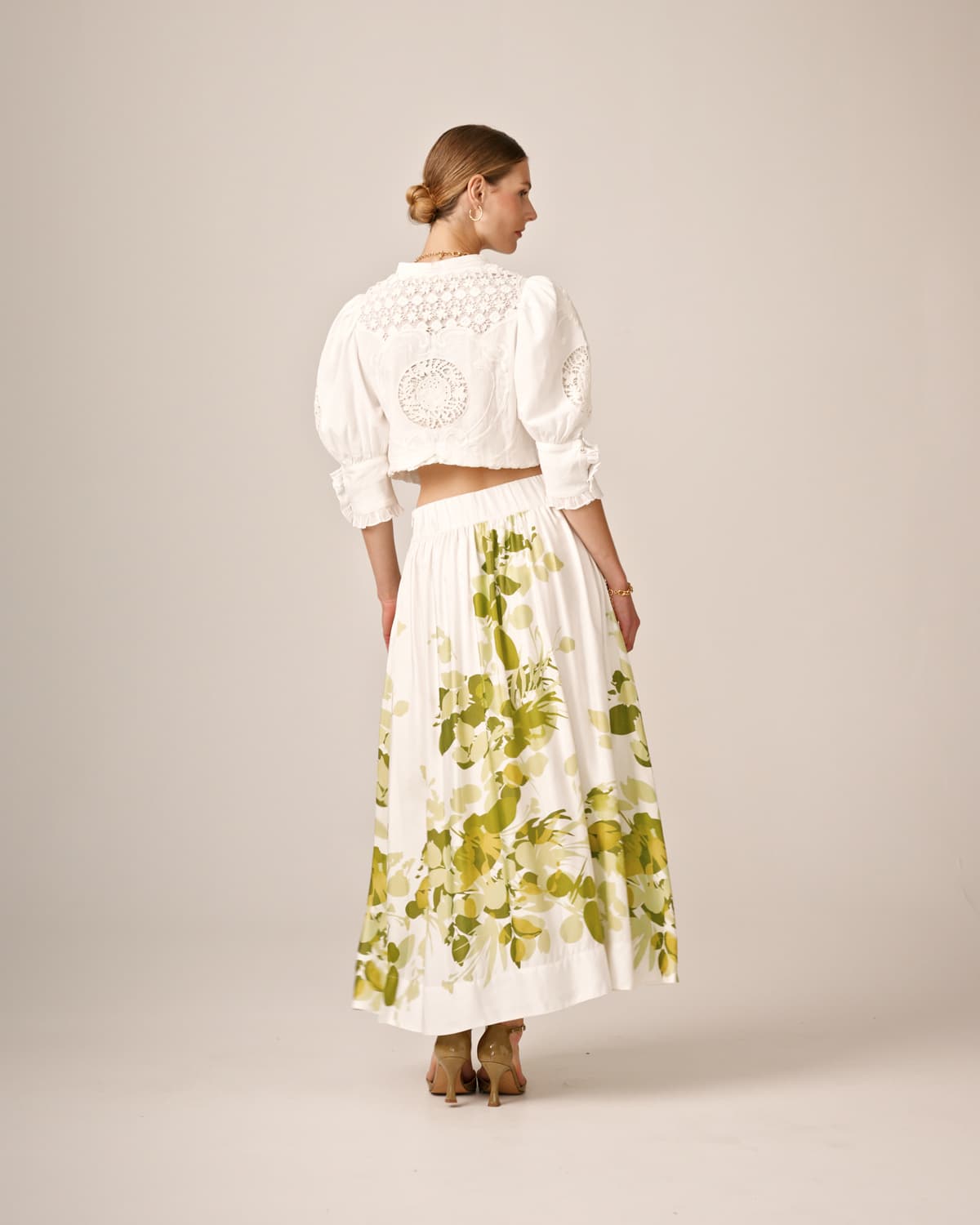 Viscose Midi Skirt, Green Field. Image #4