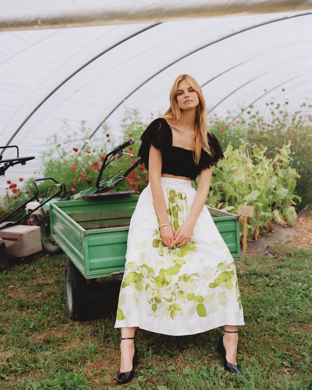 Viscose Midi Skirt, Green Field. Image #1