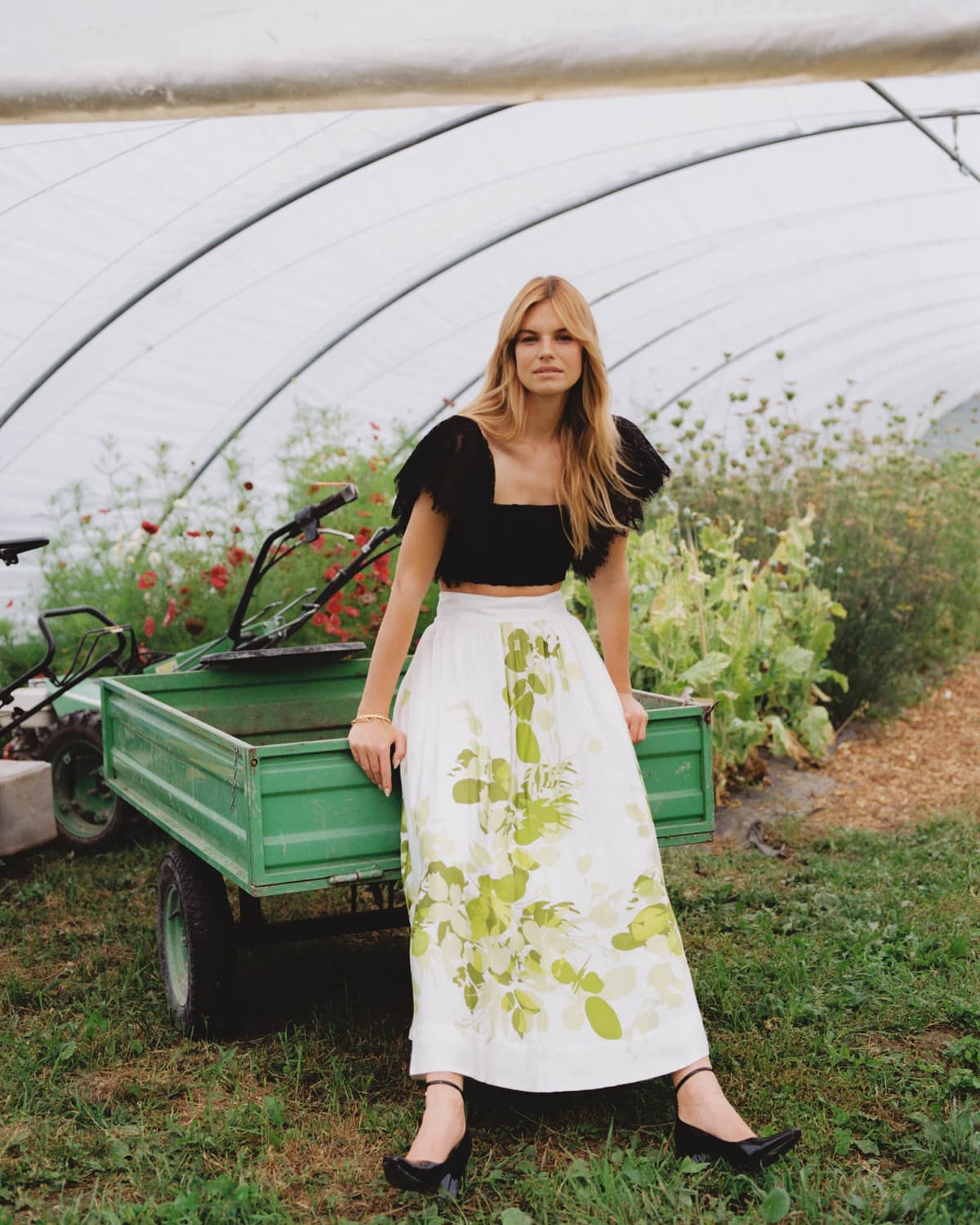 Viscose Midi Skirt, Green Field. Image #2