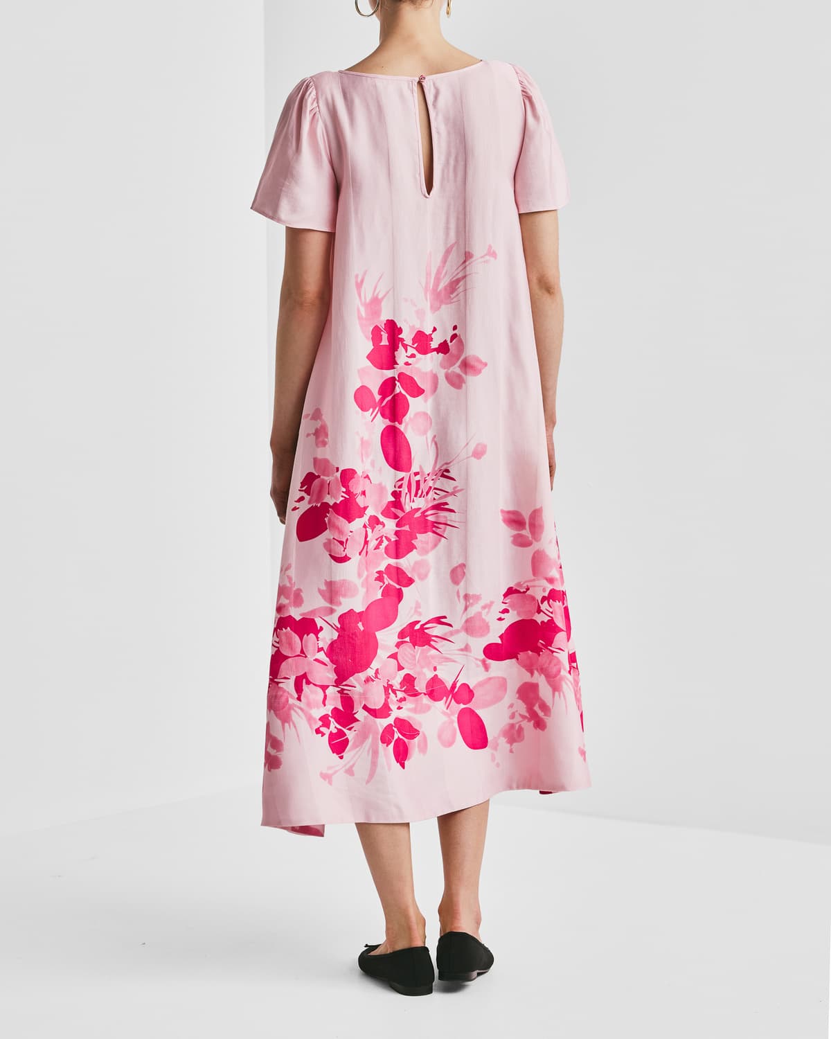 Viscose Midi Dress, Pink Field. Image #4