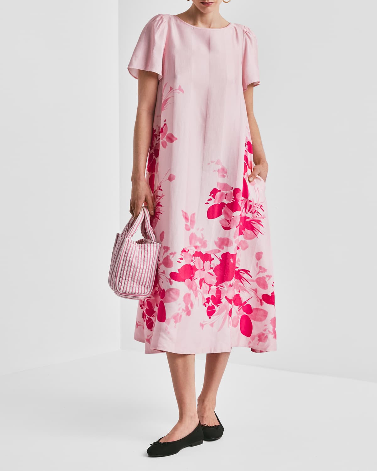 Viscose Midi Dress, Pink Field. Image #1