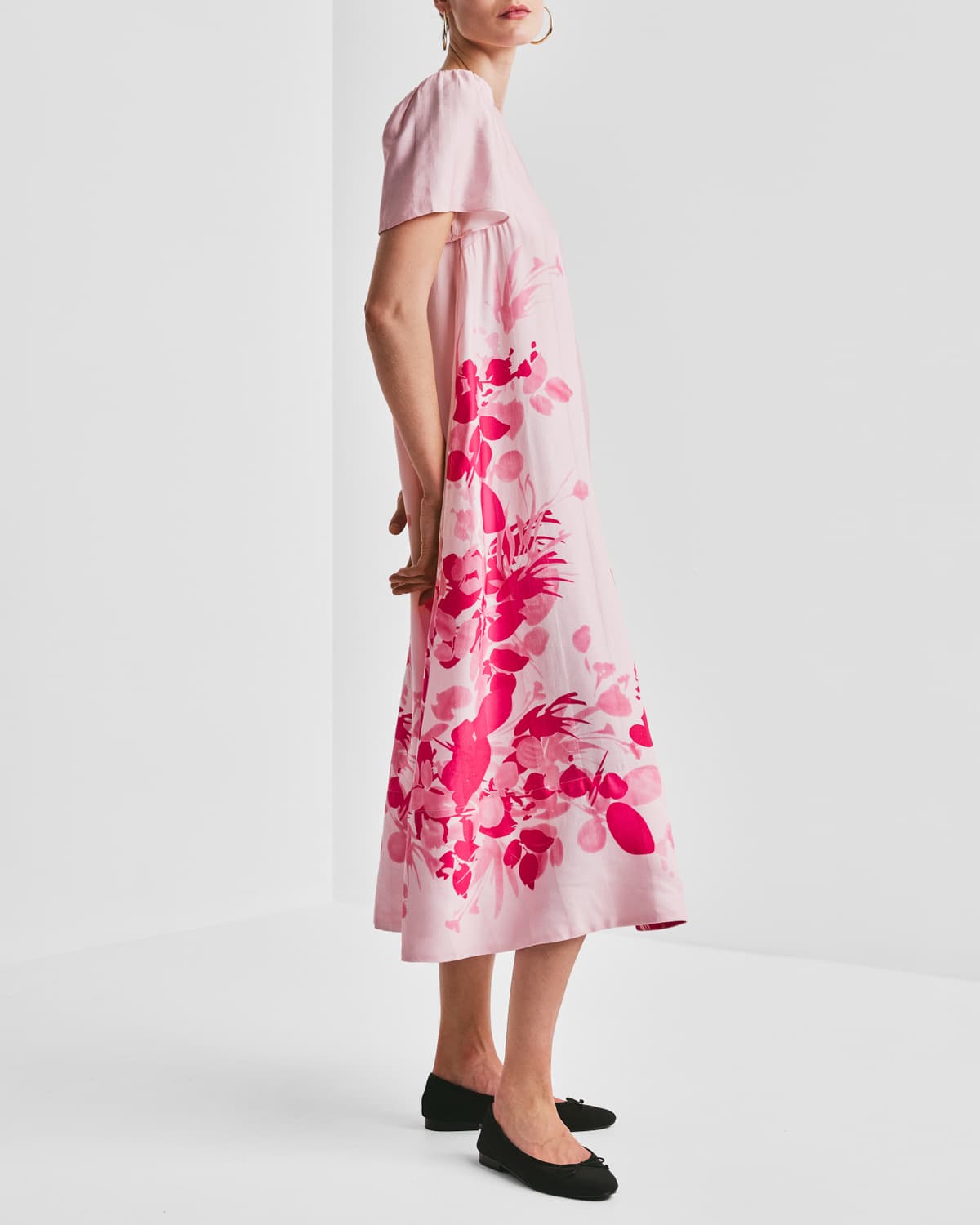 Viscose Midi Dress, Pink Field. Image #3