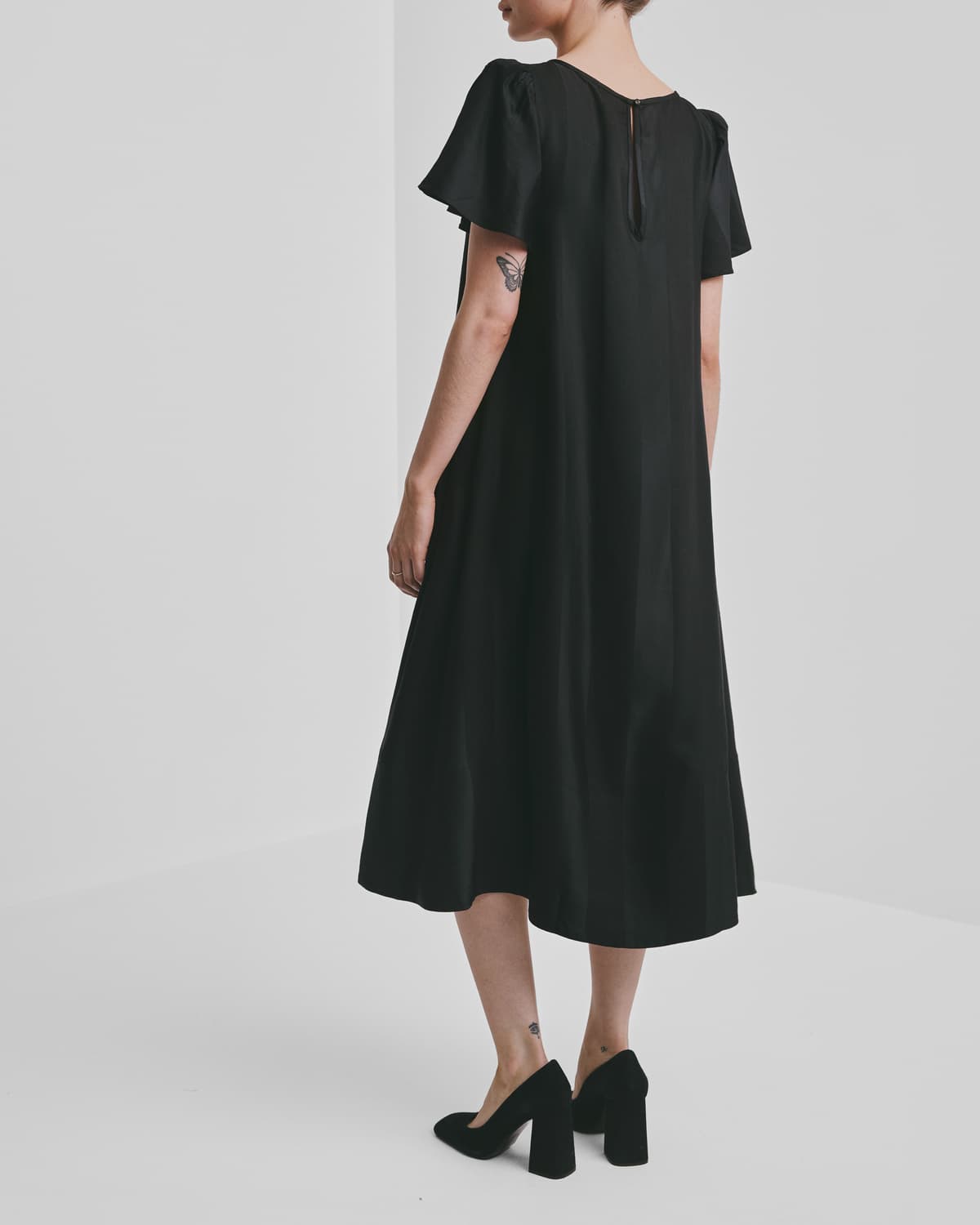 Viscose Midi Dress, Black. Image #4
