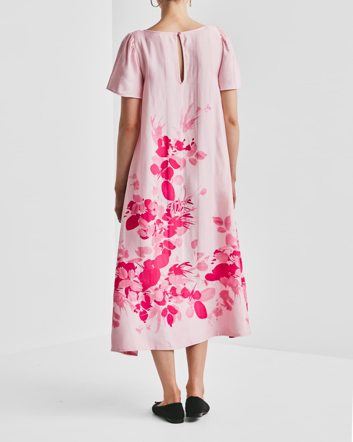 Viscose Midi Dress, Pink Field. Image #4