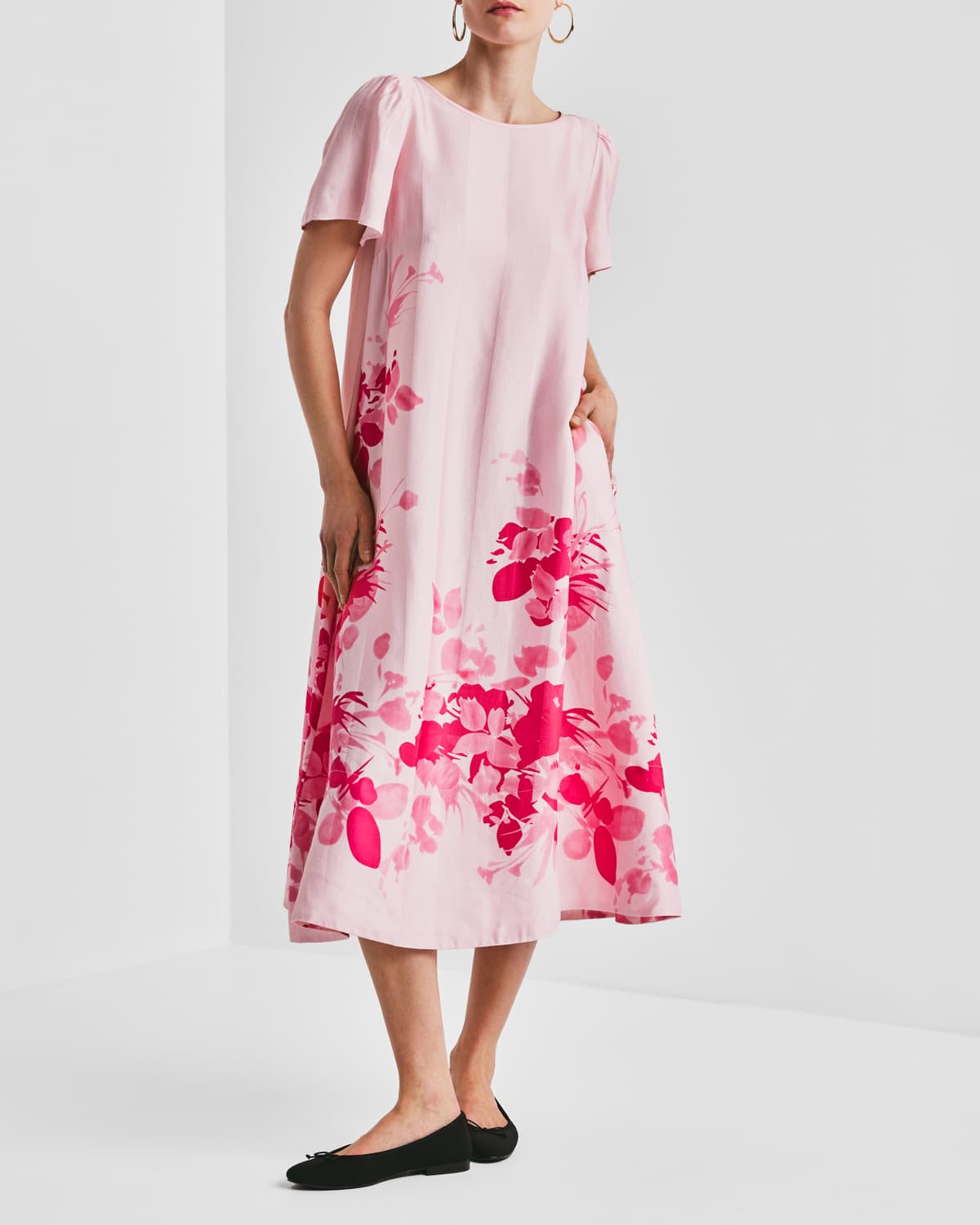 Viscose Midi Dress, Pink Field. Image #2