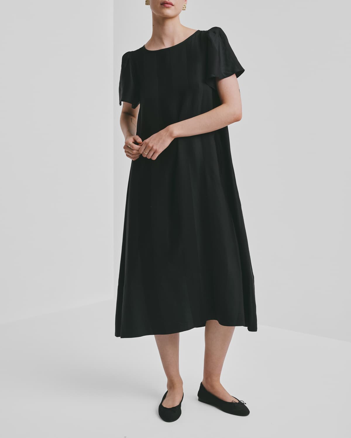 Viscose Midi Dress, Black. Image #1