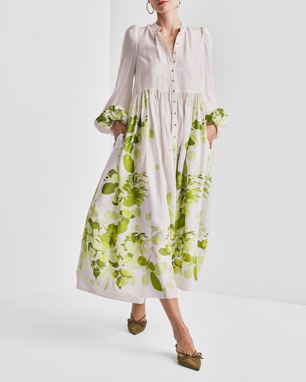 Viscose Relaxed Dress, Green Field. Image #2