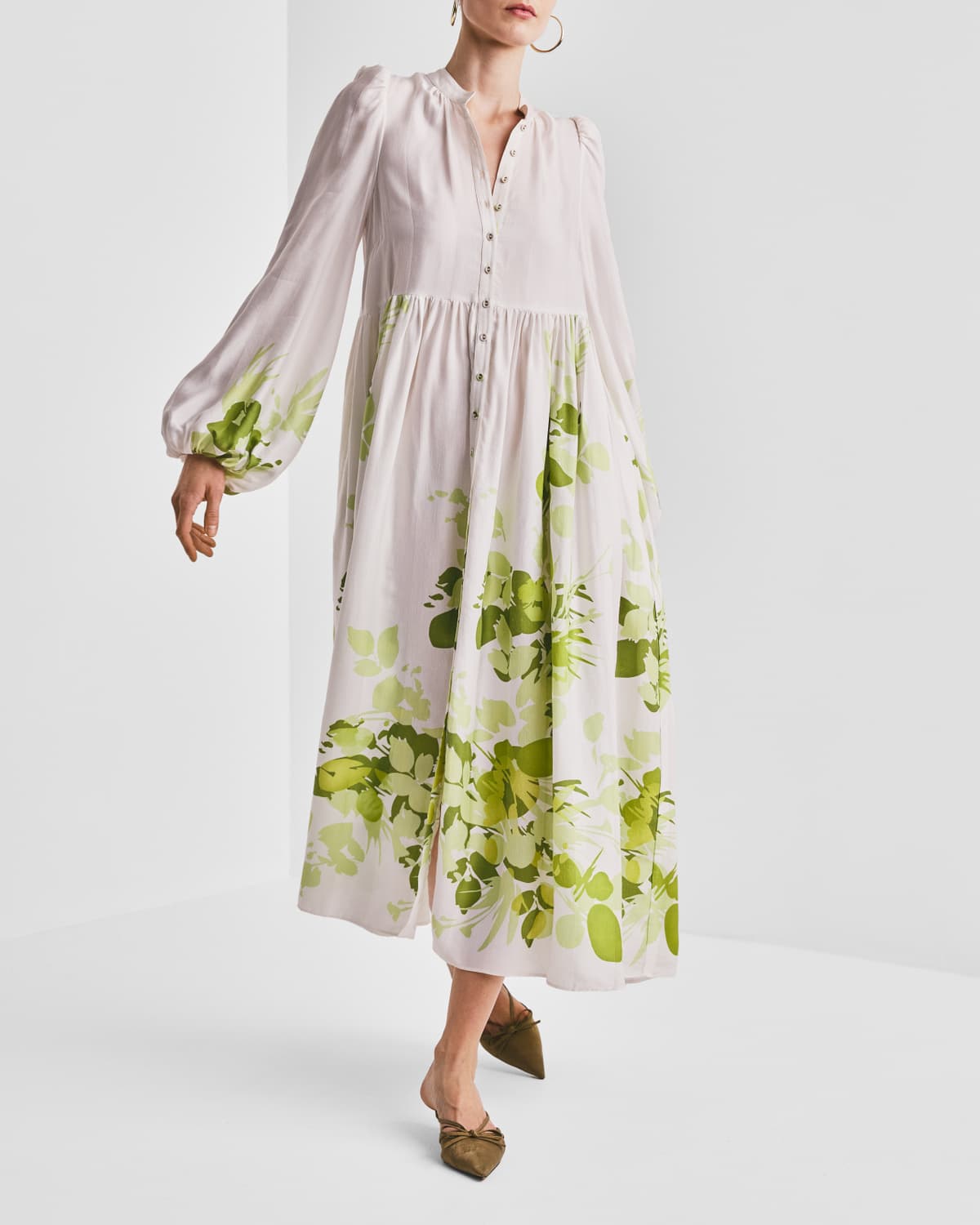 Viscose Relaxed Dress, Green Field. Image #1